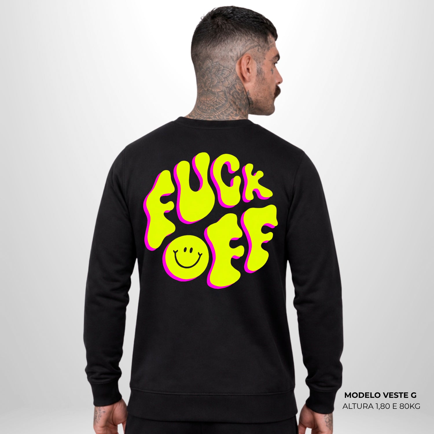 Moletom Oversized Fuck Off Preto