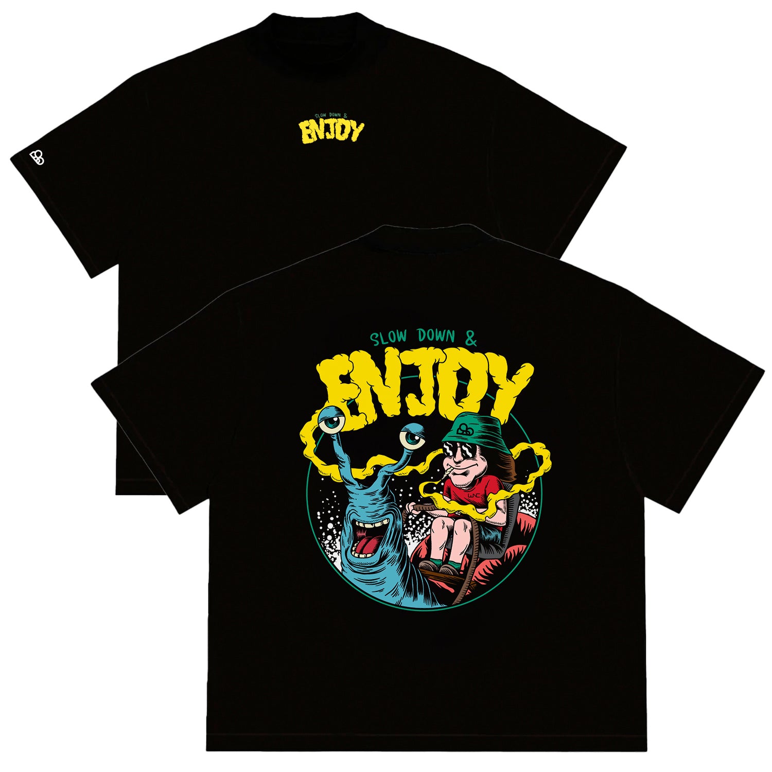 Camiseta Oversized Slow Down & Enjoy Preto