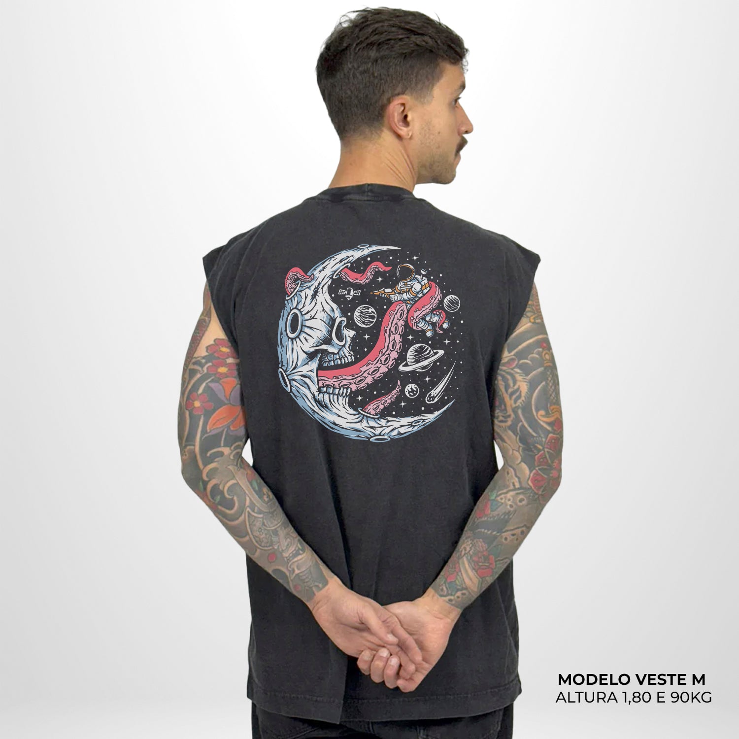 Regata Oversized WNC Skull Moon Preto Vintage