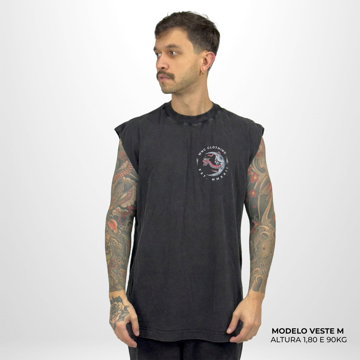 Regata Oversized WNC Skull Moon Preto Vintage