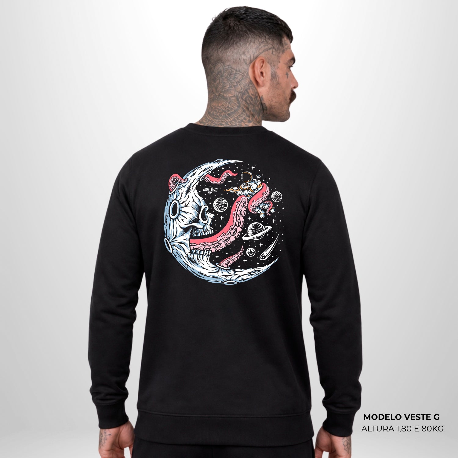 Moletom Oversized Skull Moon Preto