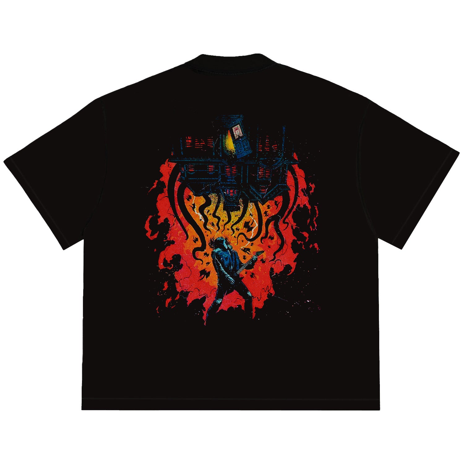 Camiseta Oversized Stranger Things Eddie Munson Preto