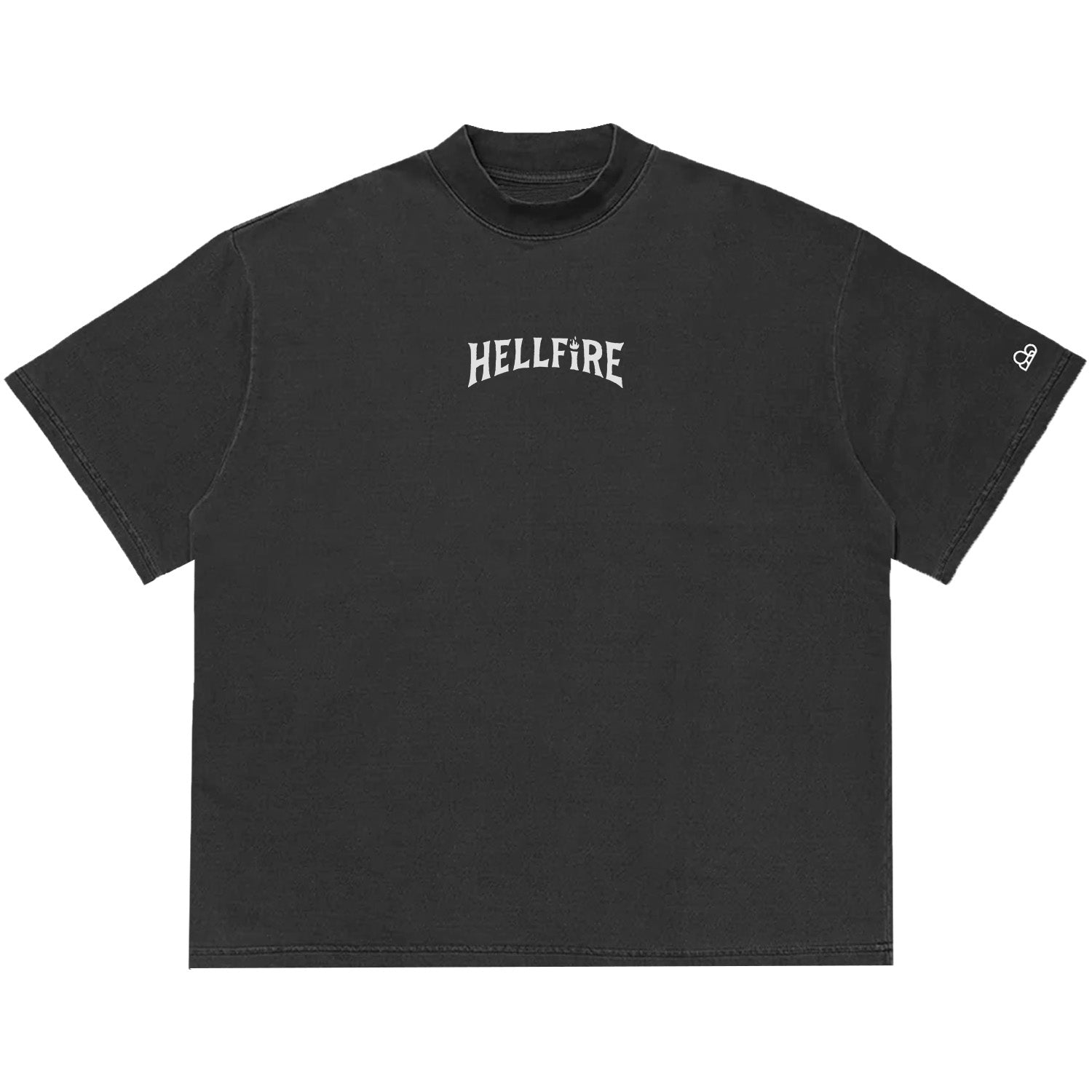 Camiseta Oversized Stranger Things Hellfire Club Cinza Envelhecido