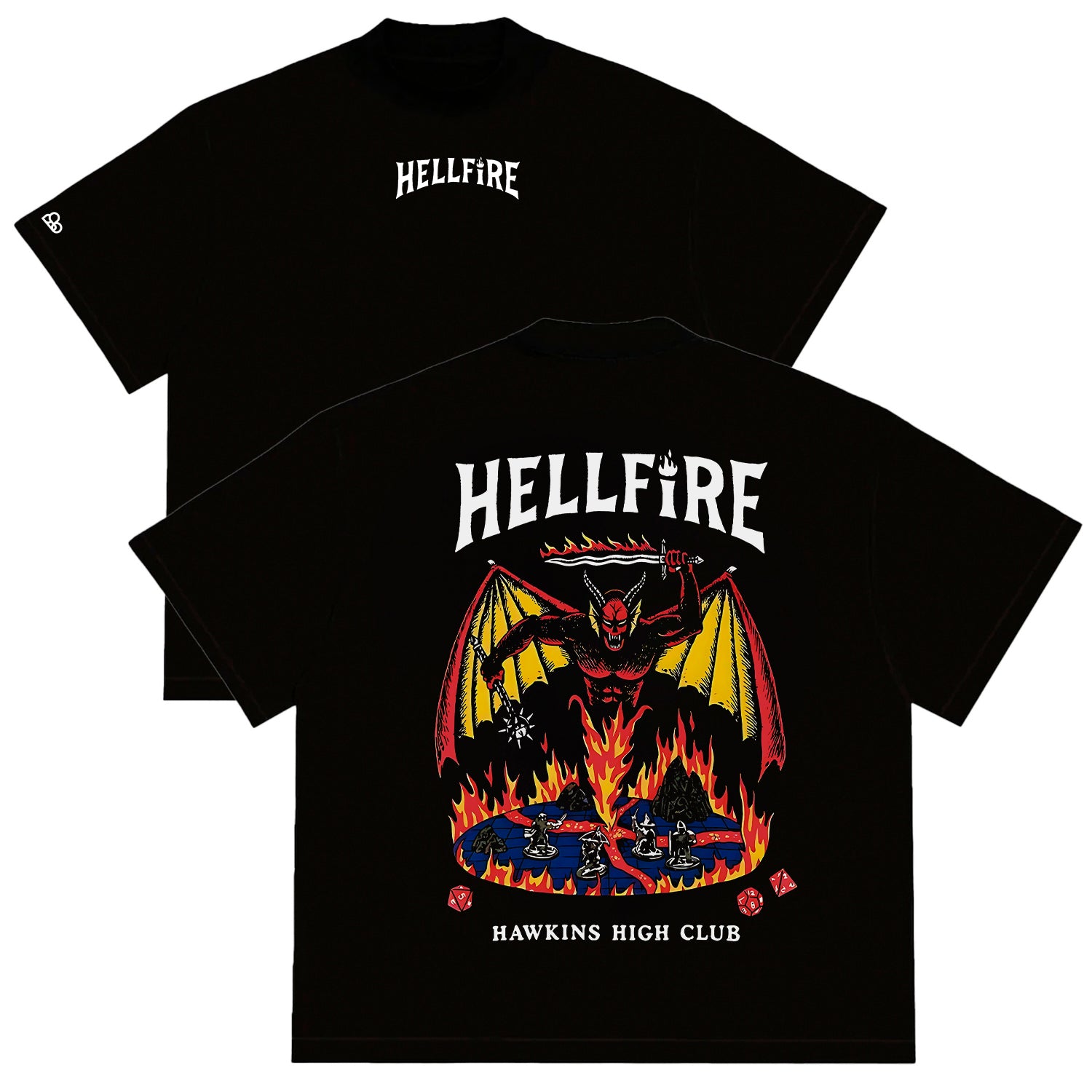Camiseta Oversized Stranger Things Hellfire Club Preto