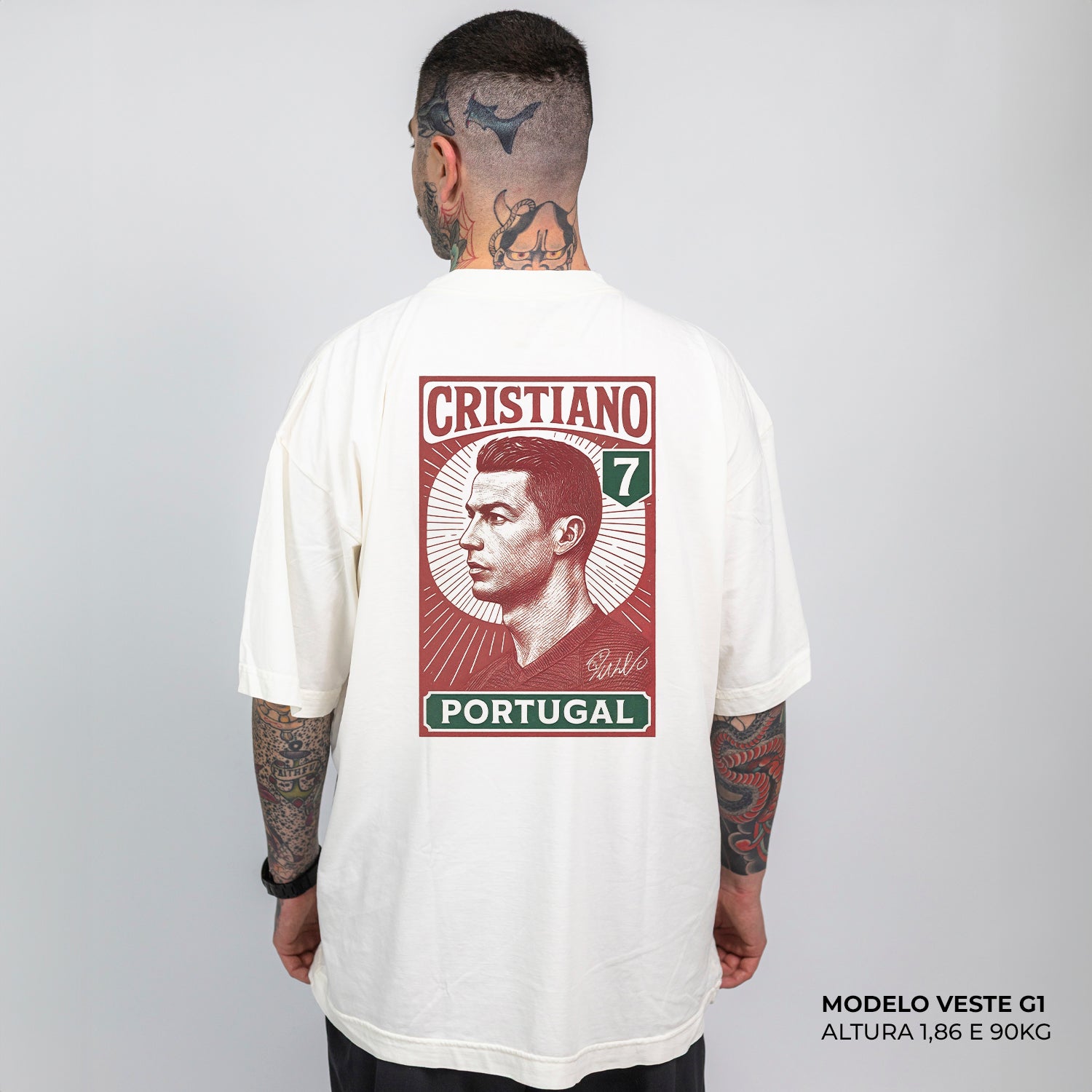 Camiseta Oversized Cristiano 7 Portugal Off White
