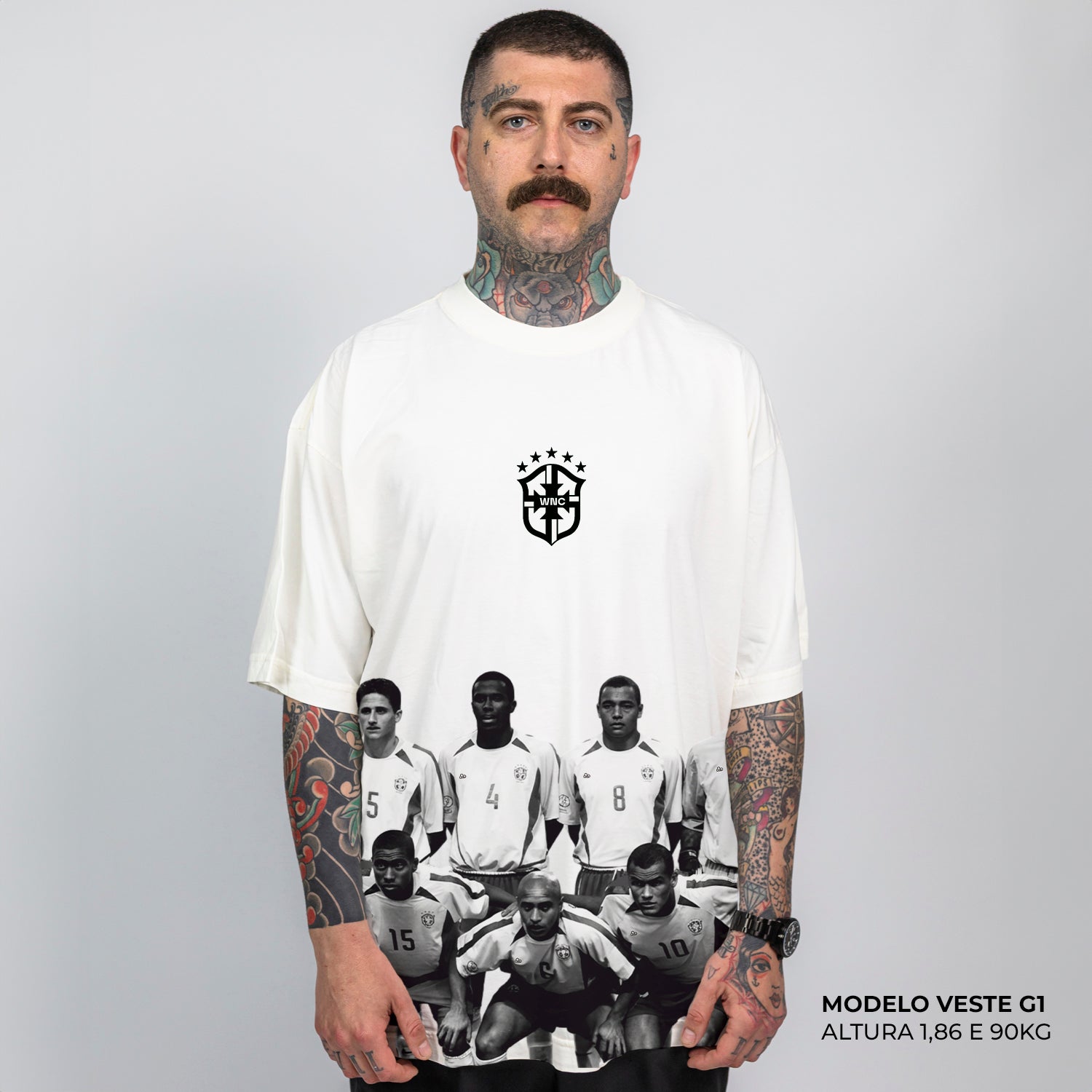 Camiseta Oversized Seleção Penta 2002 Off White