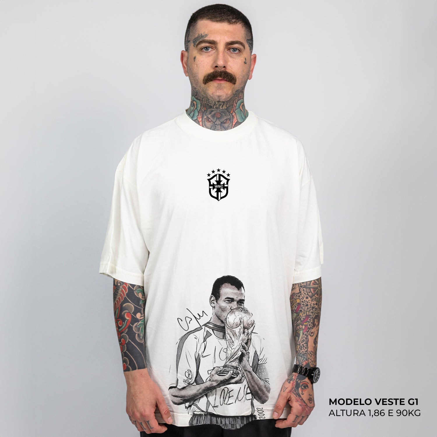 Camiseta Oversized Cafu 2 Brasil Off White