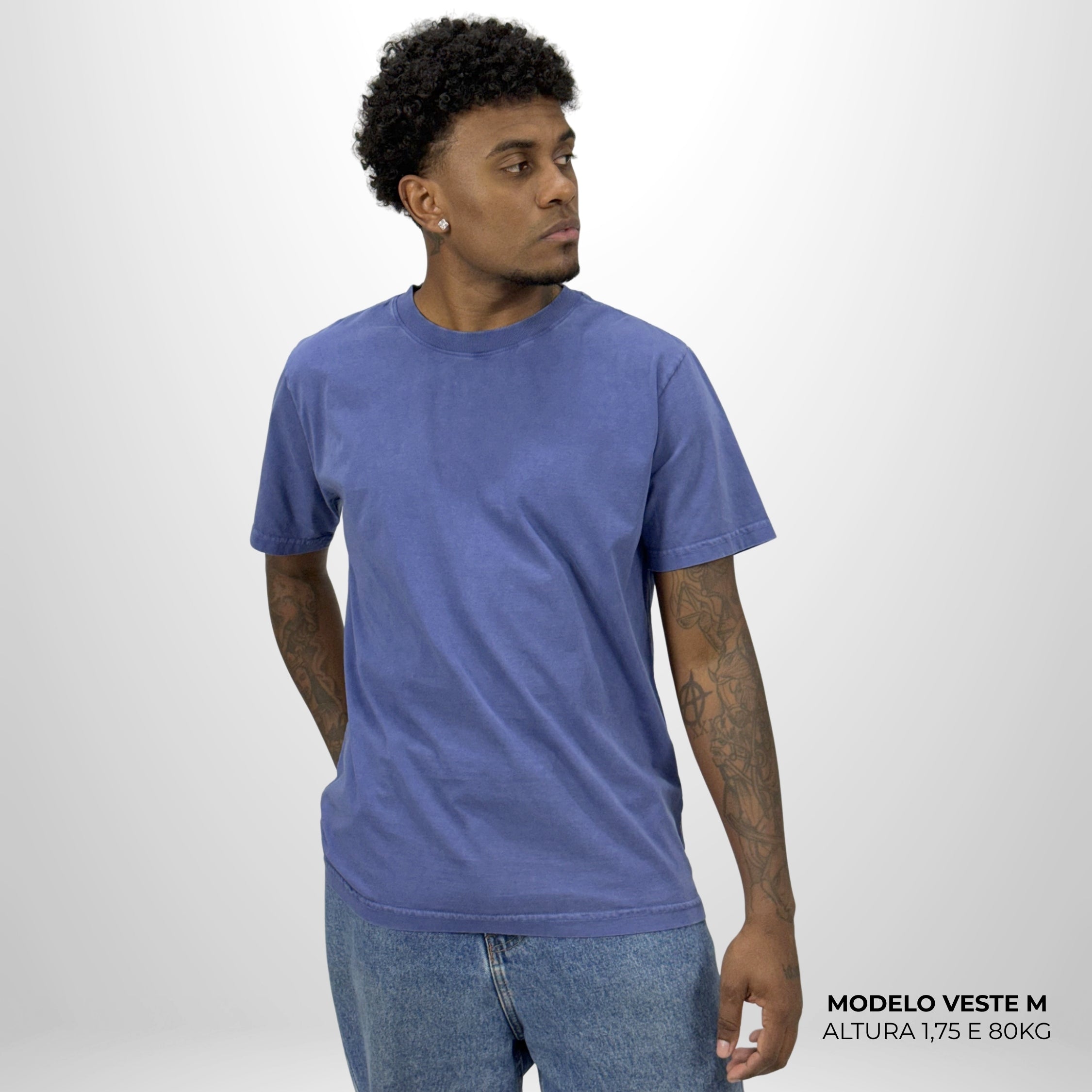 Camiseta Basic WNC Lisa Azul Envelhecido