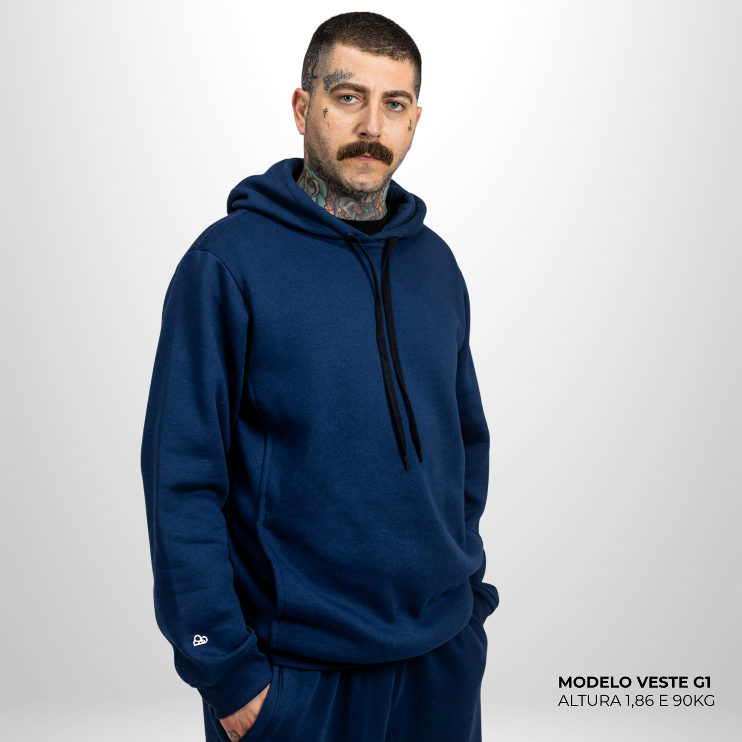 Moletom Comfort Canguru com Capuz Azul