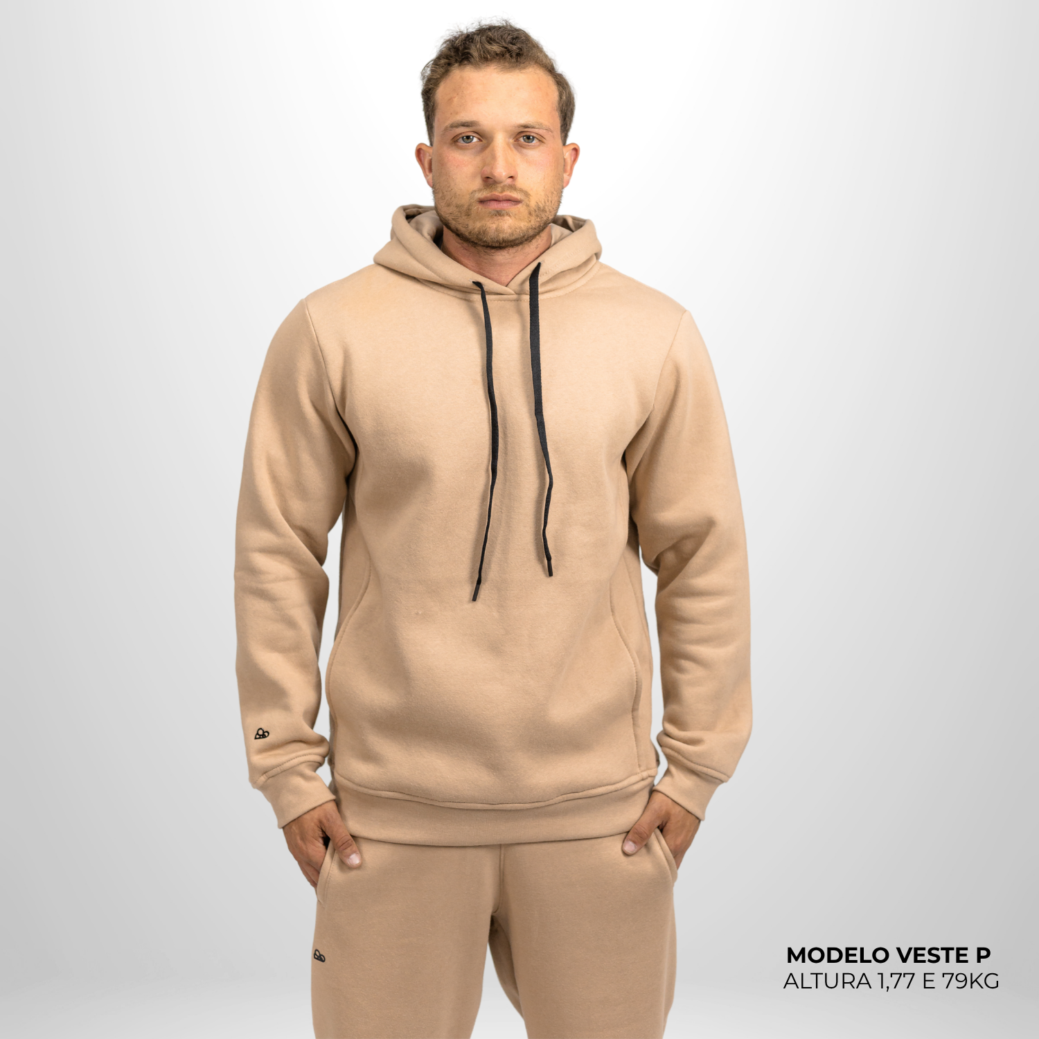 Moletom Comfort Canguru com Capuz Bege