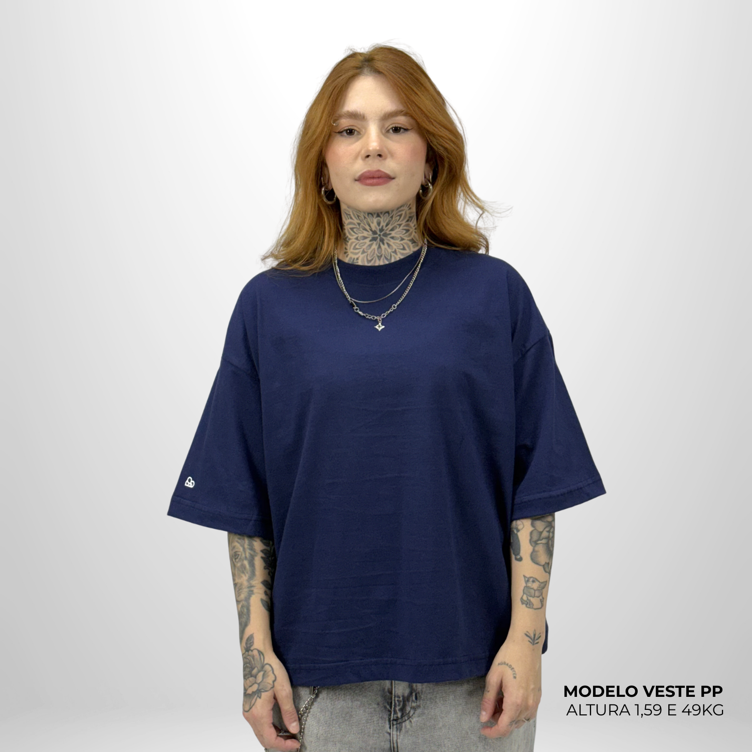 Camiseta Boxy WNC lisa Azul Marinho