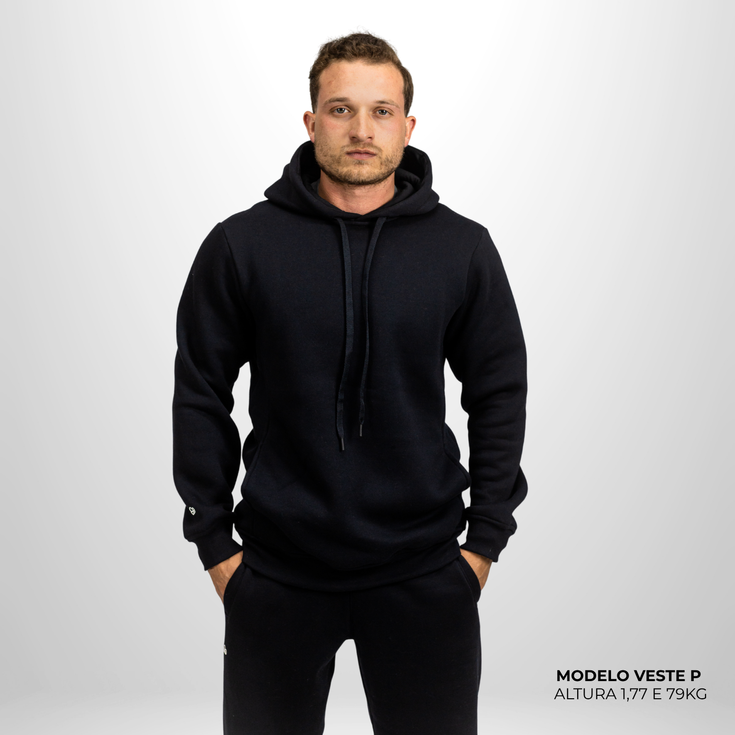 Moletom Comfort Canguru com Capuz Preto