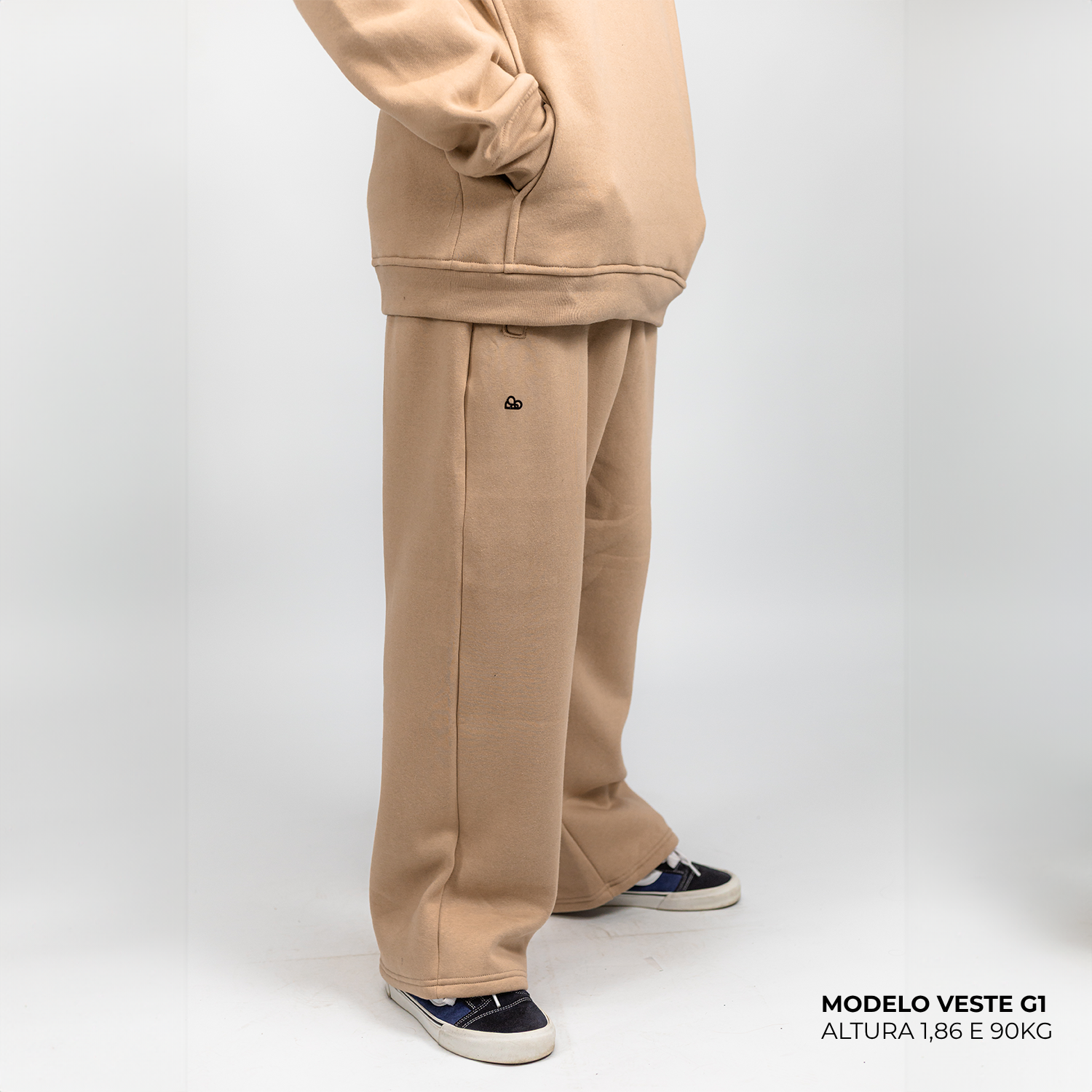 Calça Moletom Comfort Oversized Bege