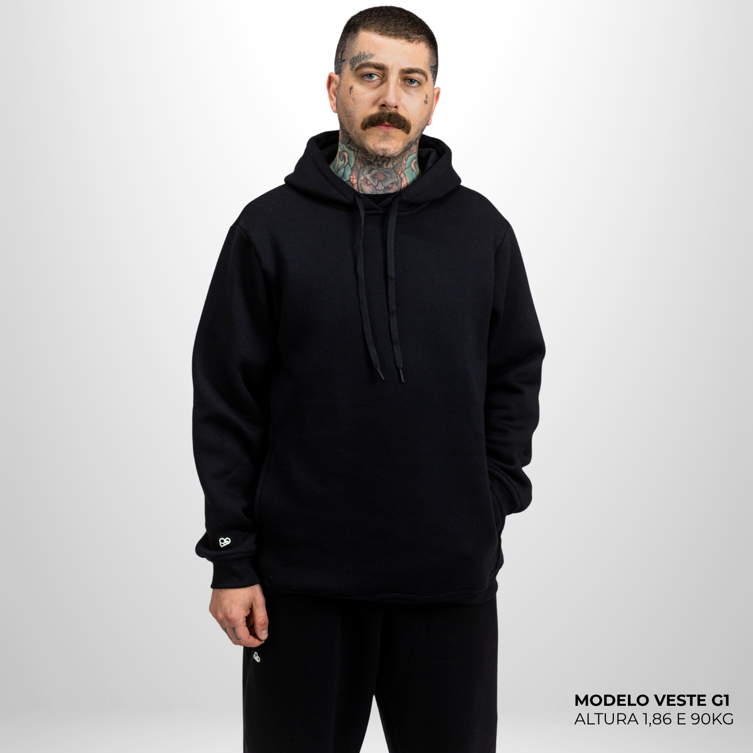 Moletom Comfort Canguru com Capuz Preto