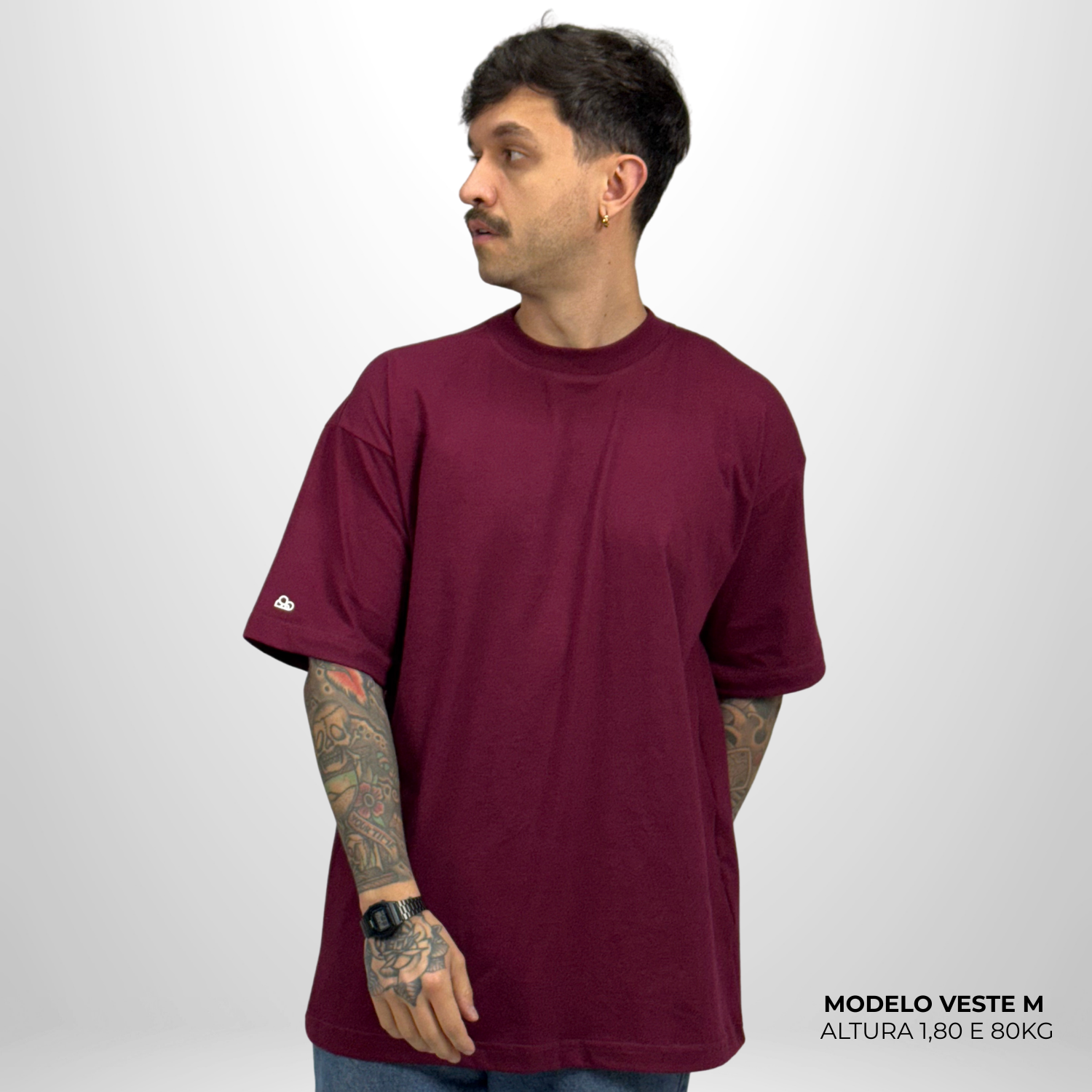 Camiseta Oversized Lisa Bordo Zero Encolhimento