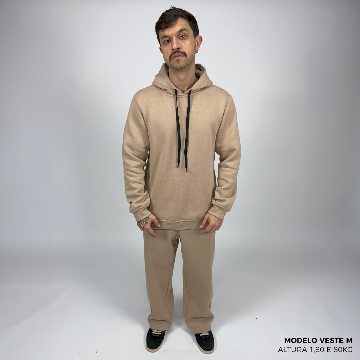 Moletom Comfort Canguru com Capuz Bege
