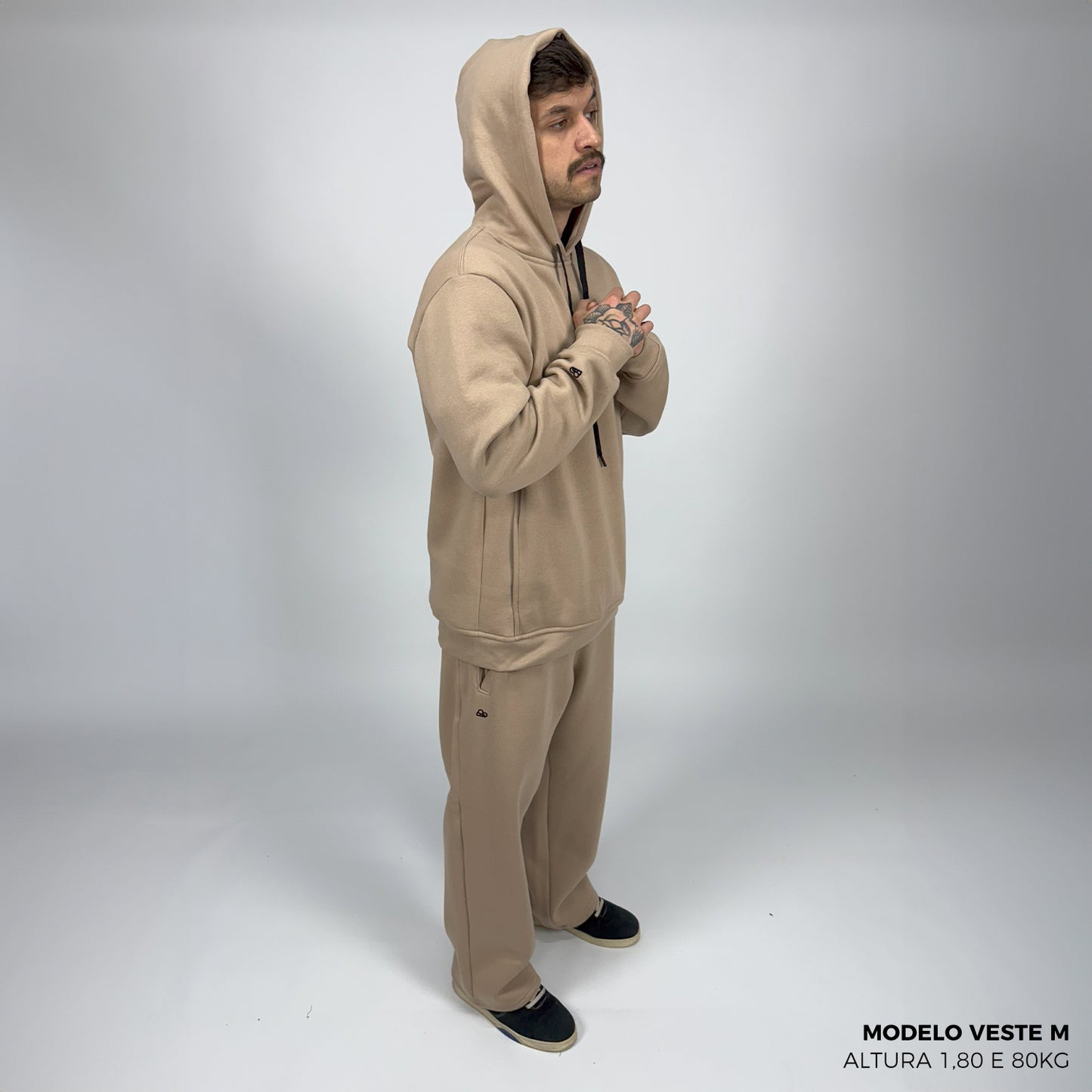 Moletom Comfort Canguru com Capuz Bege