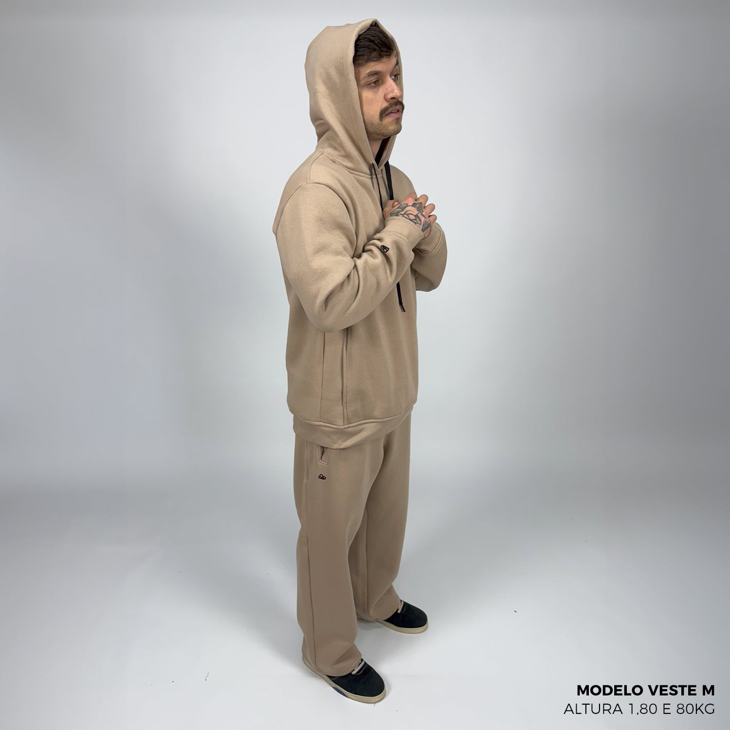 Moletom Comfort Canguru com Capuz Bege