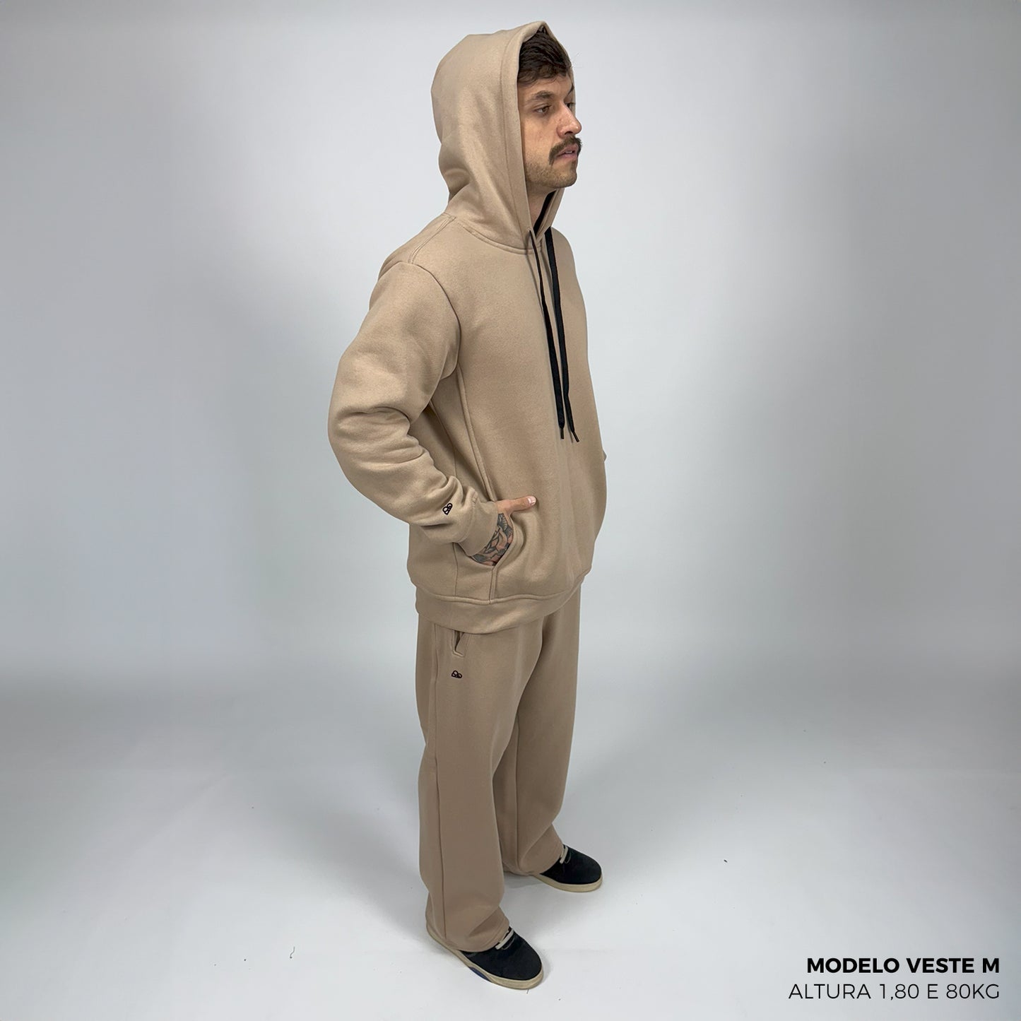 Moletom Comfort Canguru com Capuz Bege