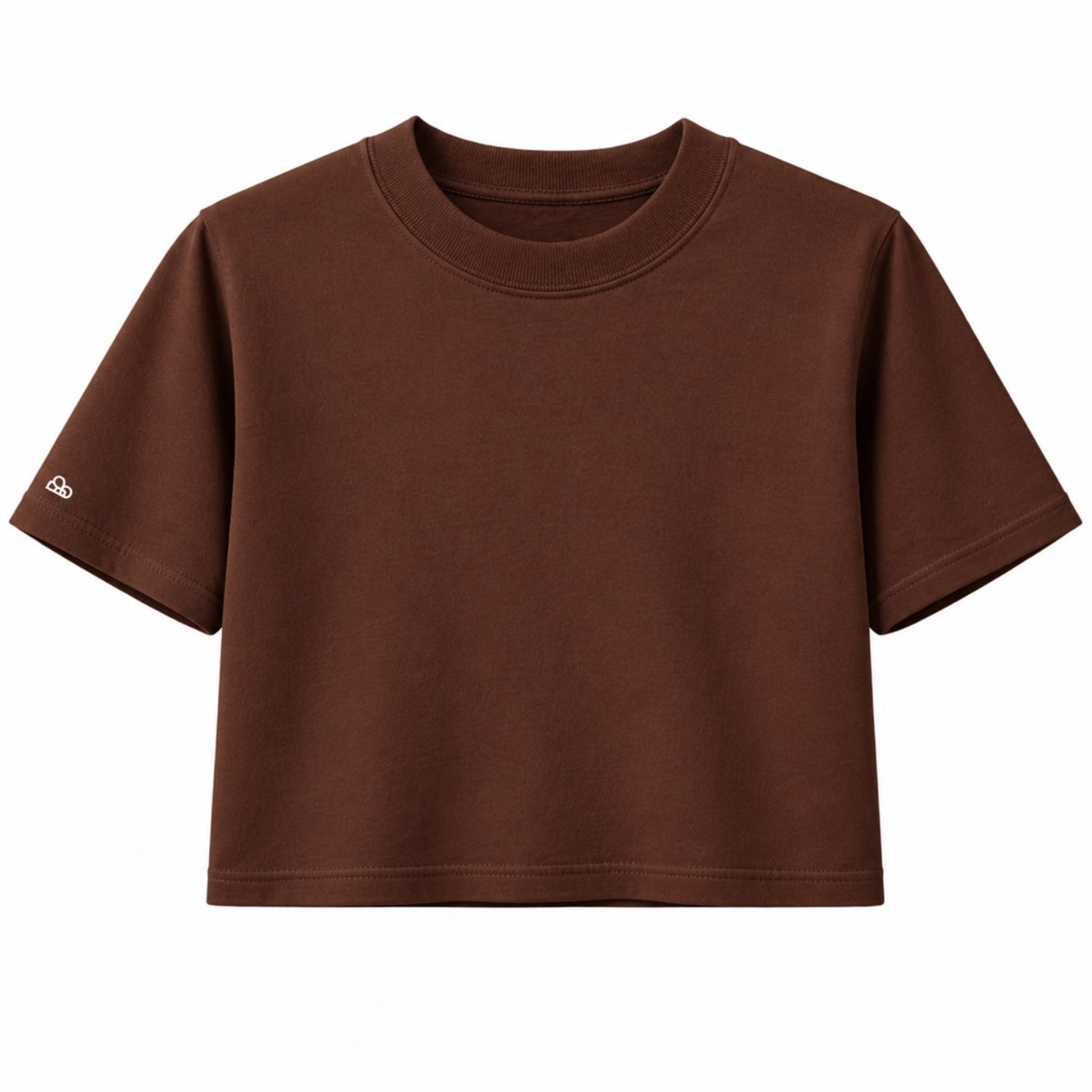 Cropped Oversized Liso Algodão Encorpado Marrom