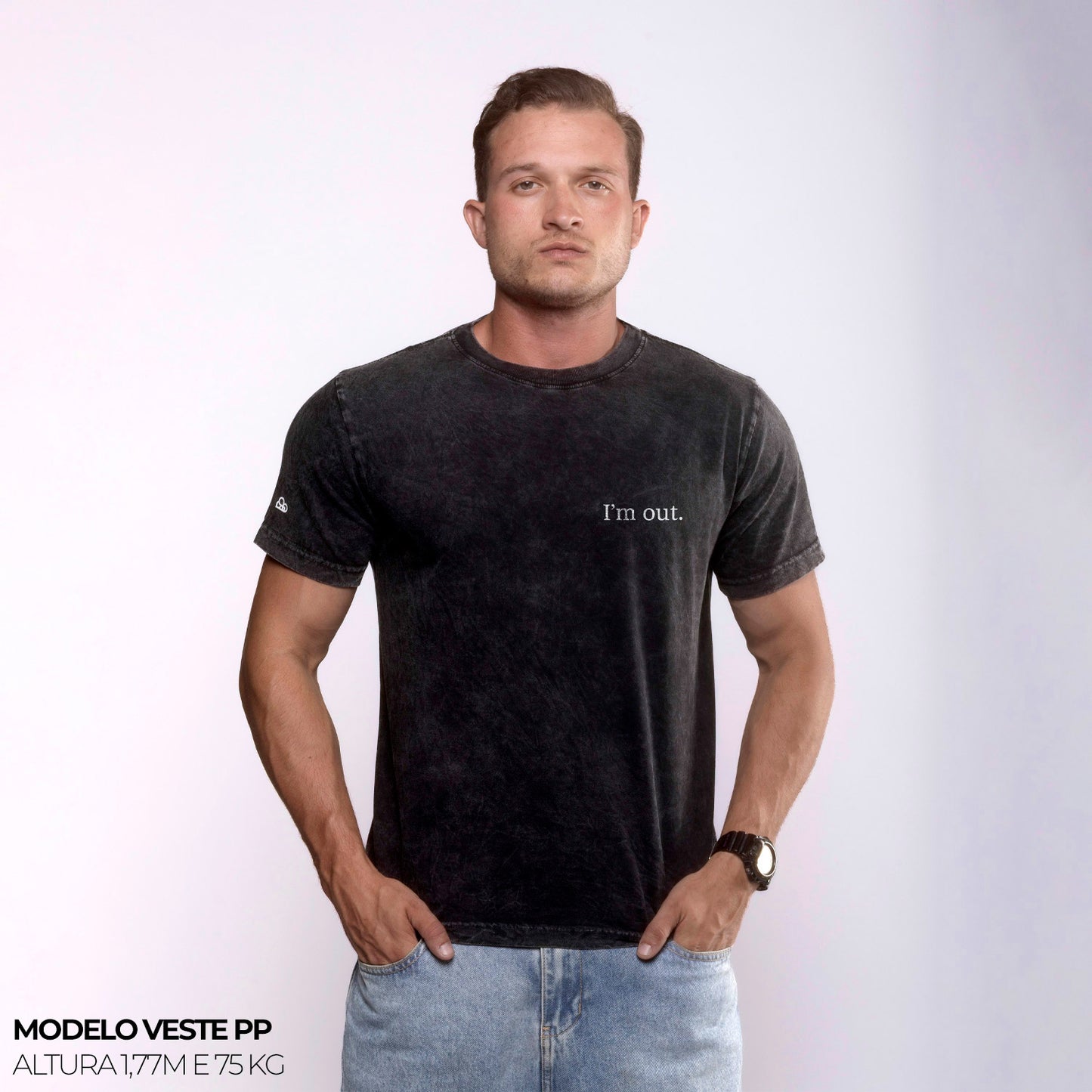 Camiseta Basic I'm Out Preto Estonado