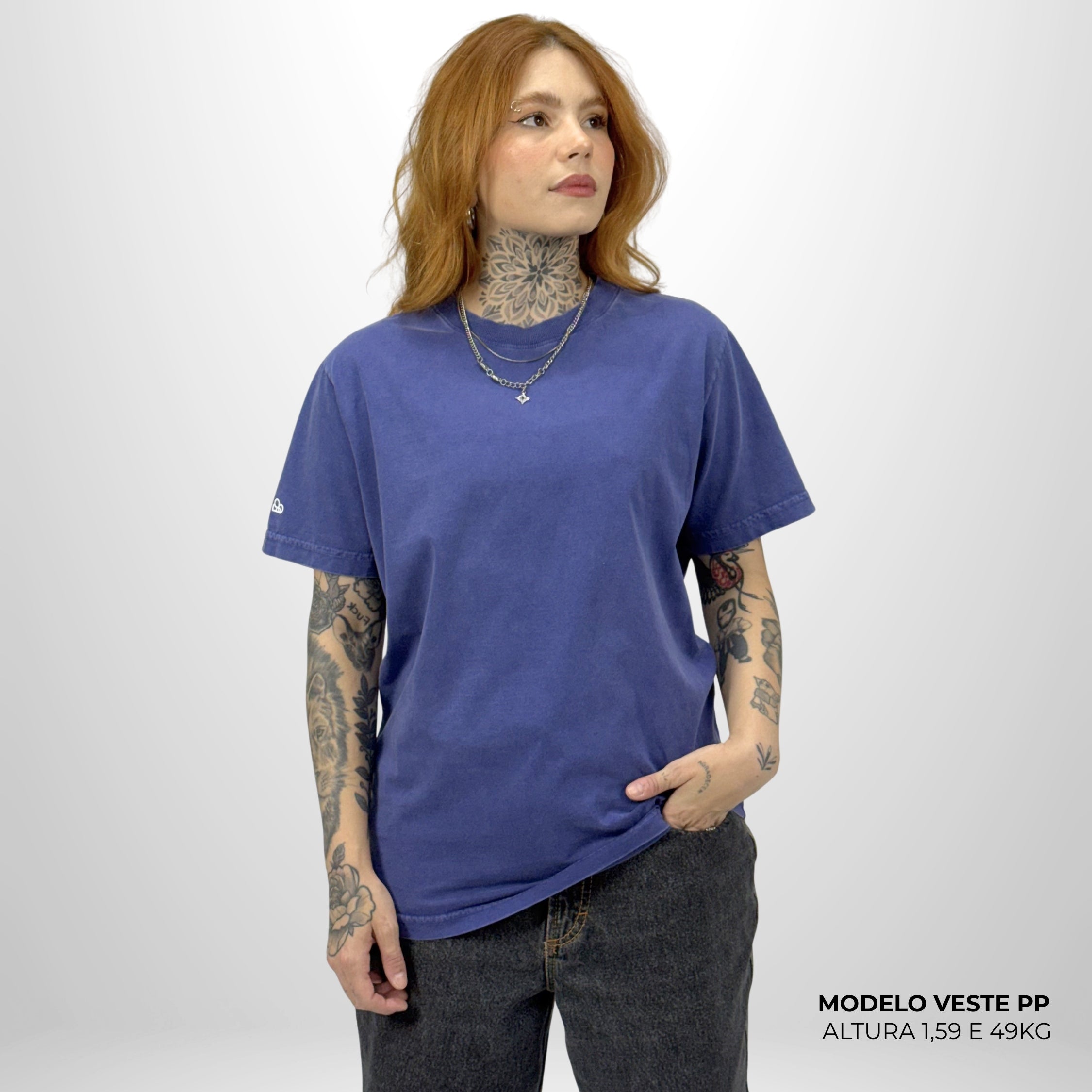 Camiseta Basic WNC Lisa Azul Envelhecido