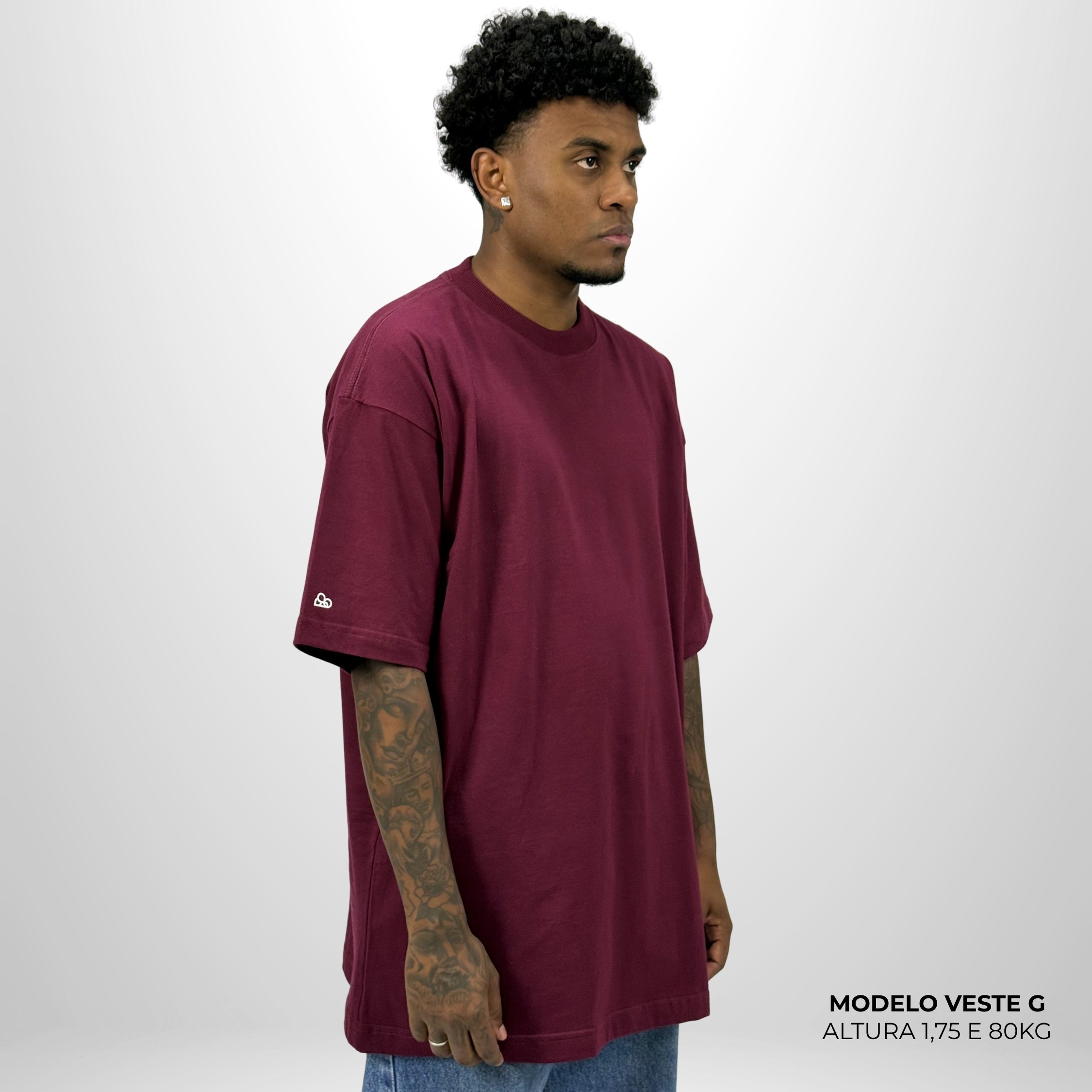 Camiseta Oversized Lisa Bordo Zero Encolhimento