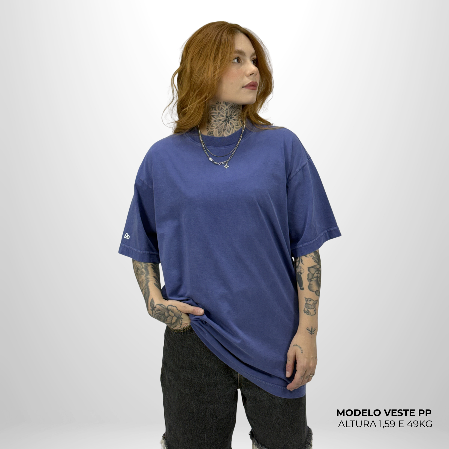 Camiseta Oversized WNC Lisa Azul Envelhecido