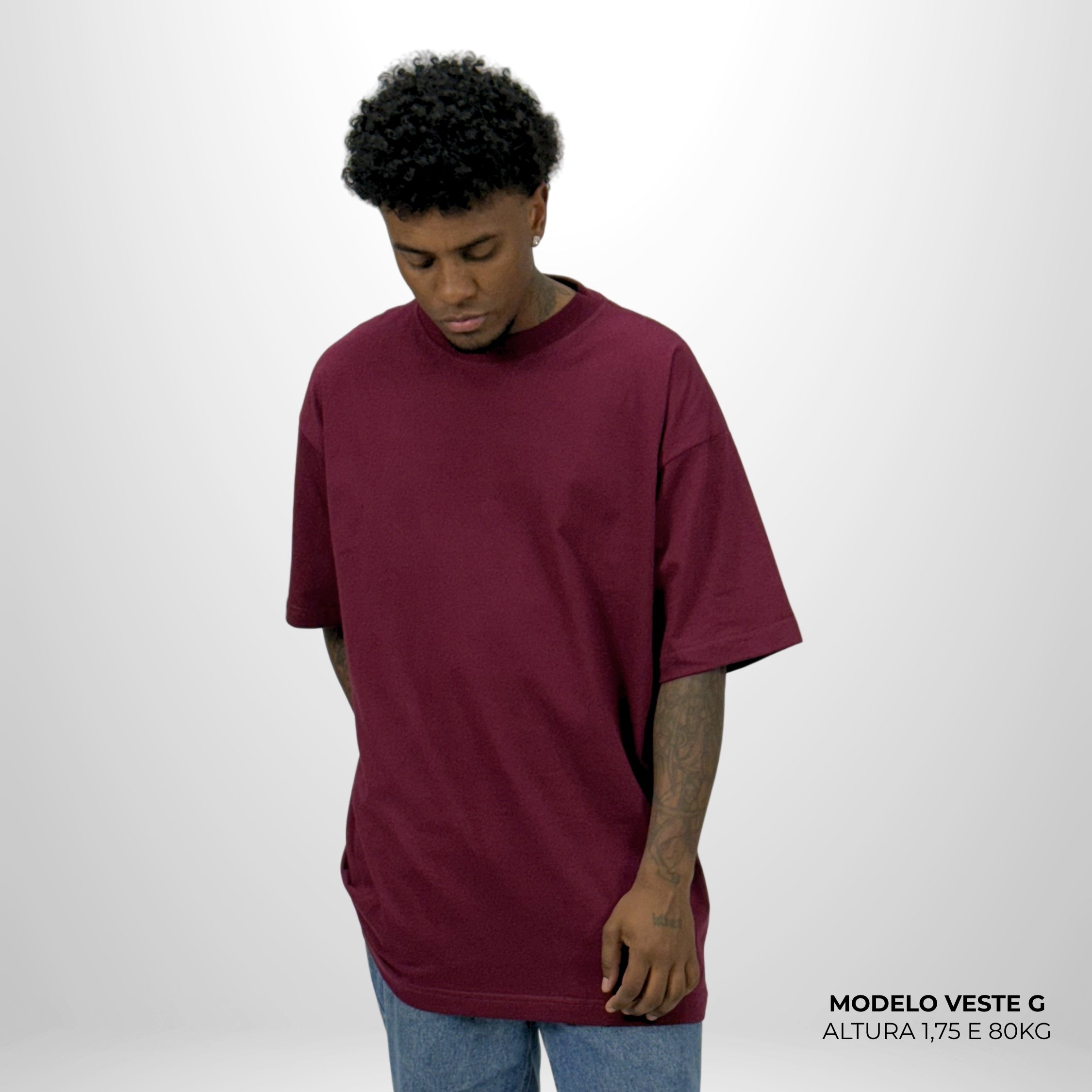 Camiseta Oversized Lisa Bordo Zero Encolhimento