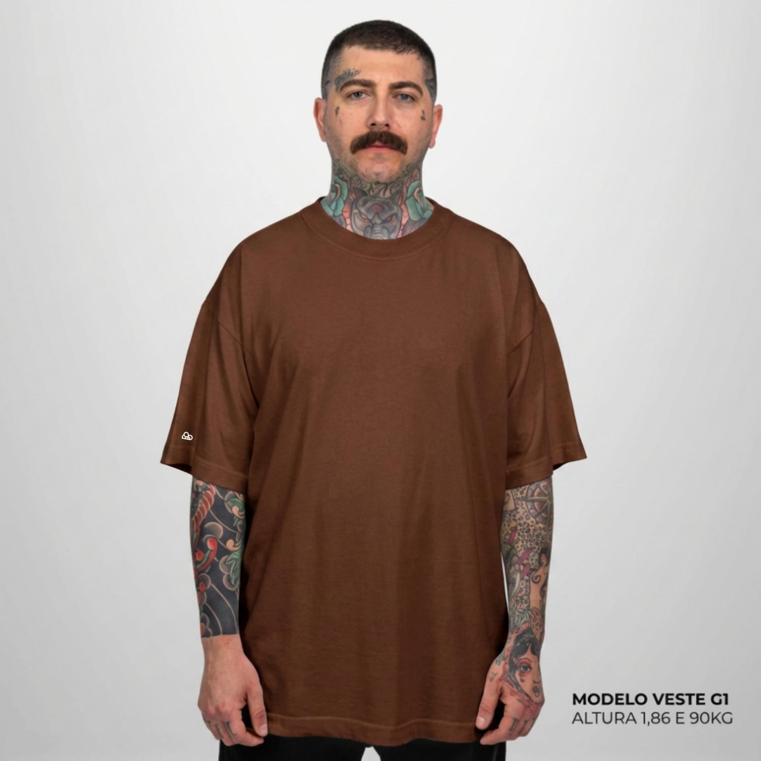 Camiseta Oversized Heavy Lisa Algodão Encorpado Marrom