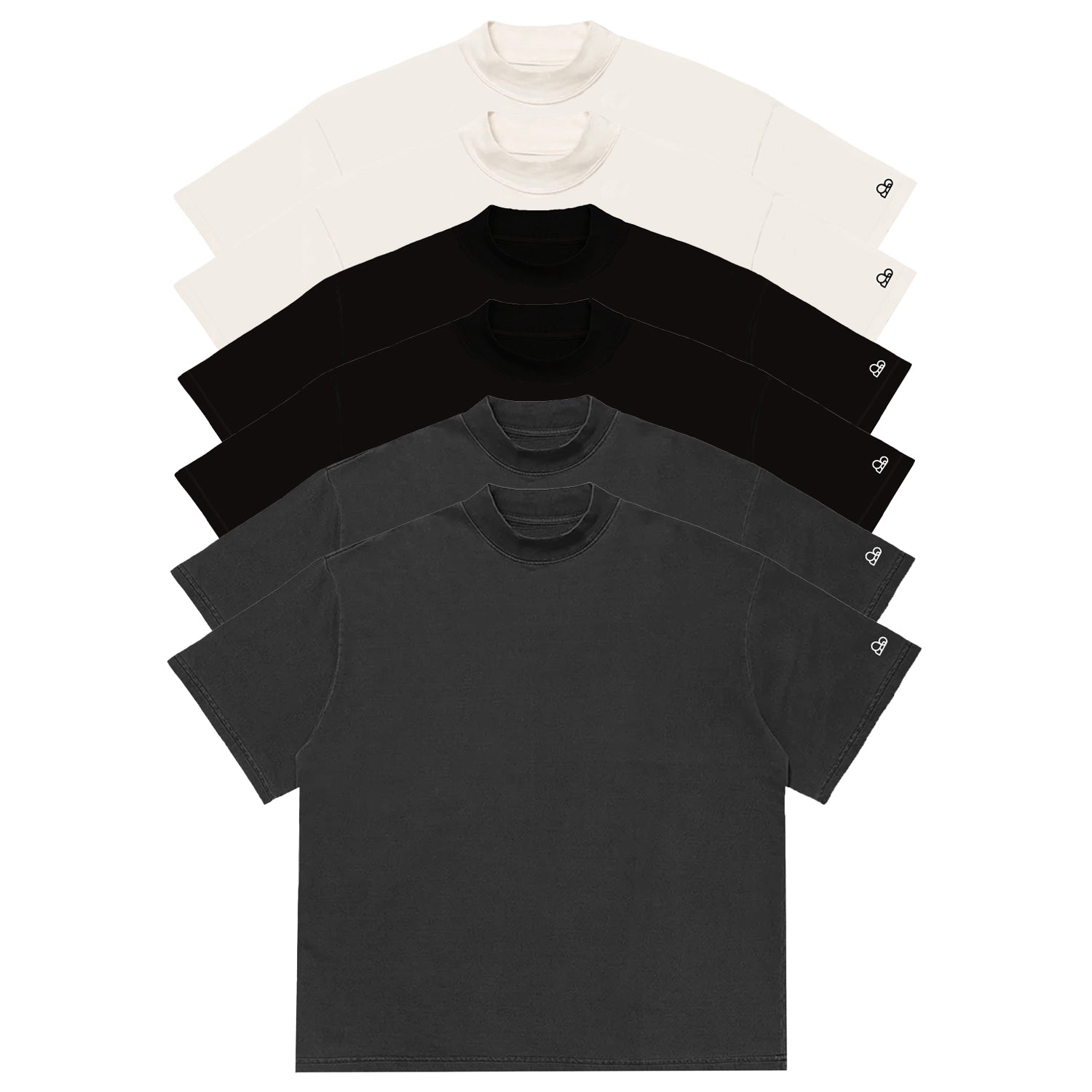 Kit com 6 Camisetas Oversized WNC Off White | Preta | Cinza