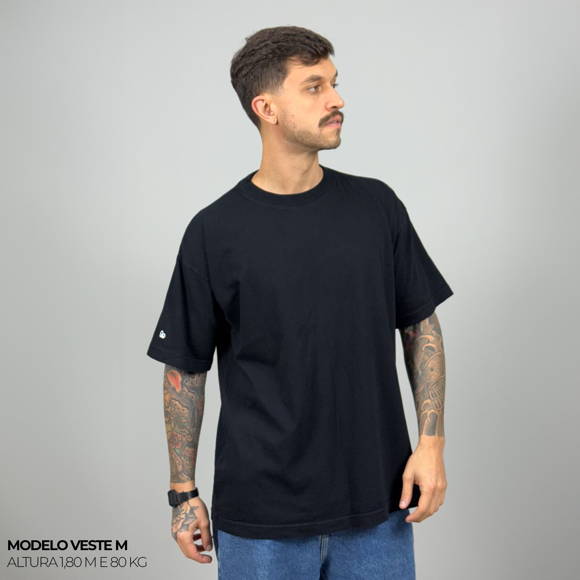 Kit com 3 Camisetas Oversized Heavy Lisa Algodão Encorpado
