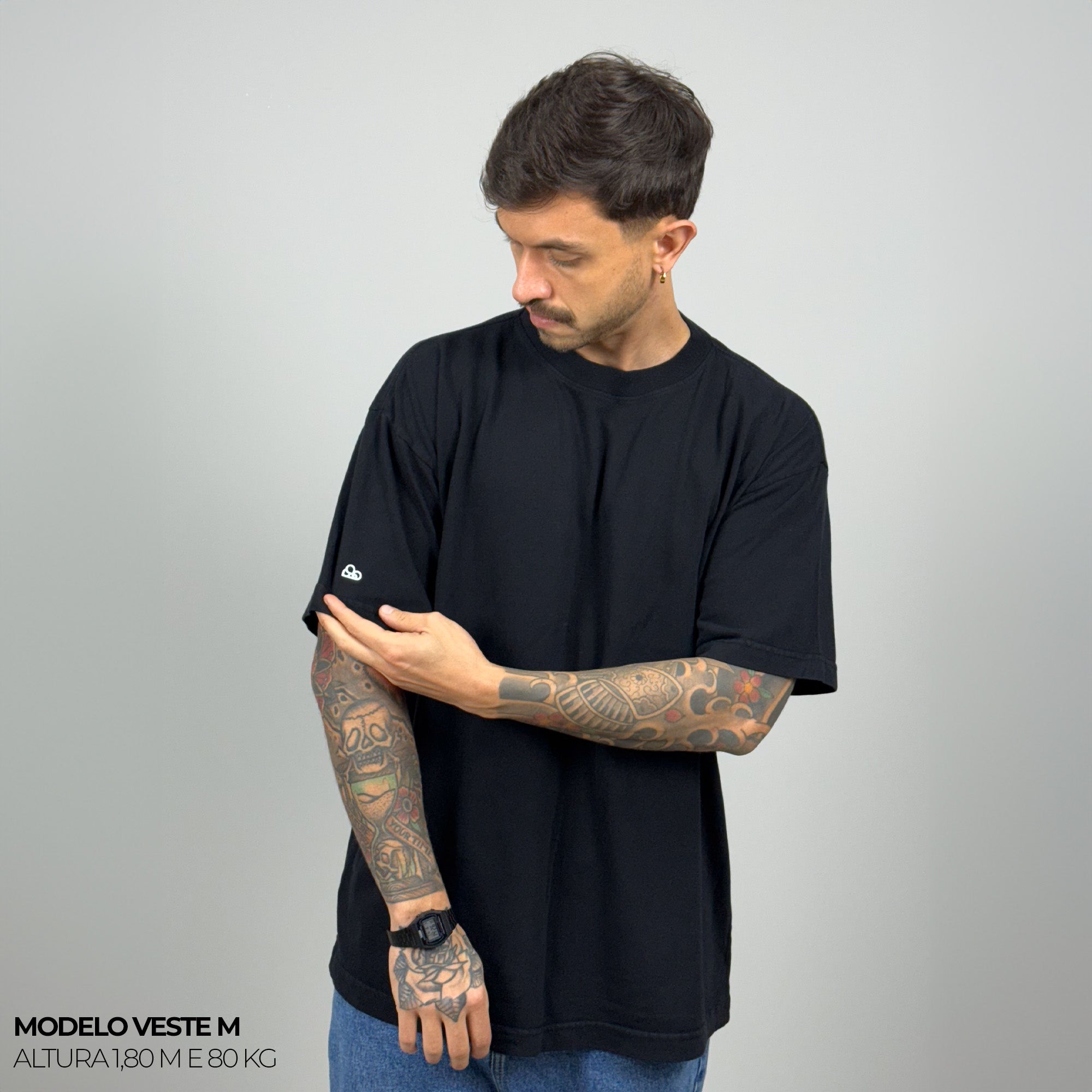 Kit com 3 Camisetas Oversized Heavy Lisa Algodão Encorpado
