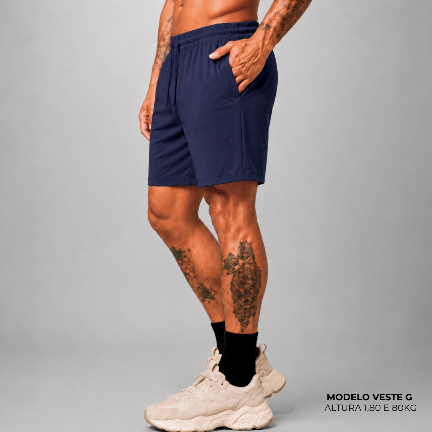 Short WNC Poliamida com Zíper Azul Marinho