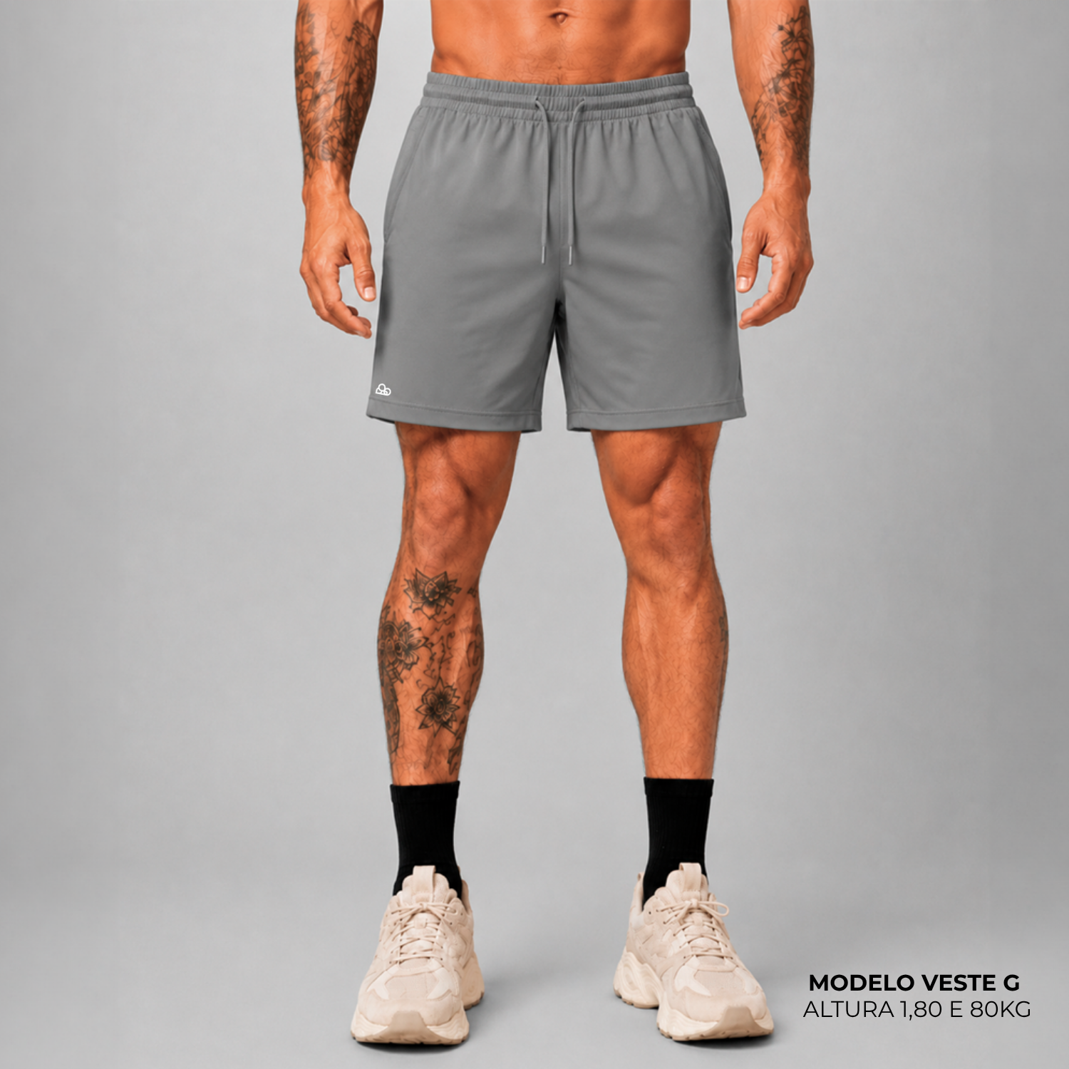 Short WNC Poliamida com Zíper Cinza Escuro