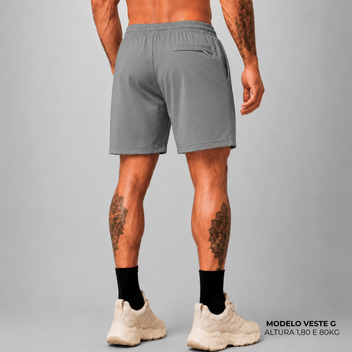 Short WNC Poliamida com Zíper Cinza Escuro