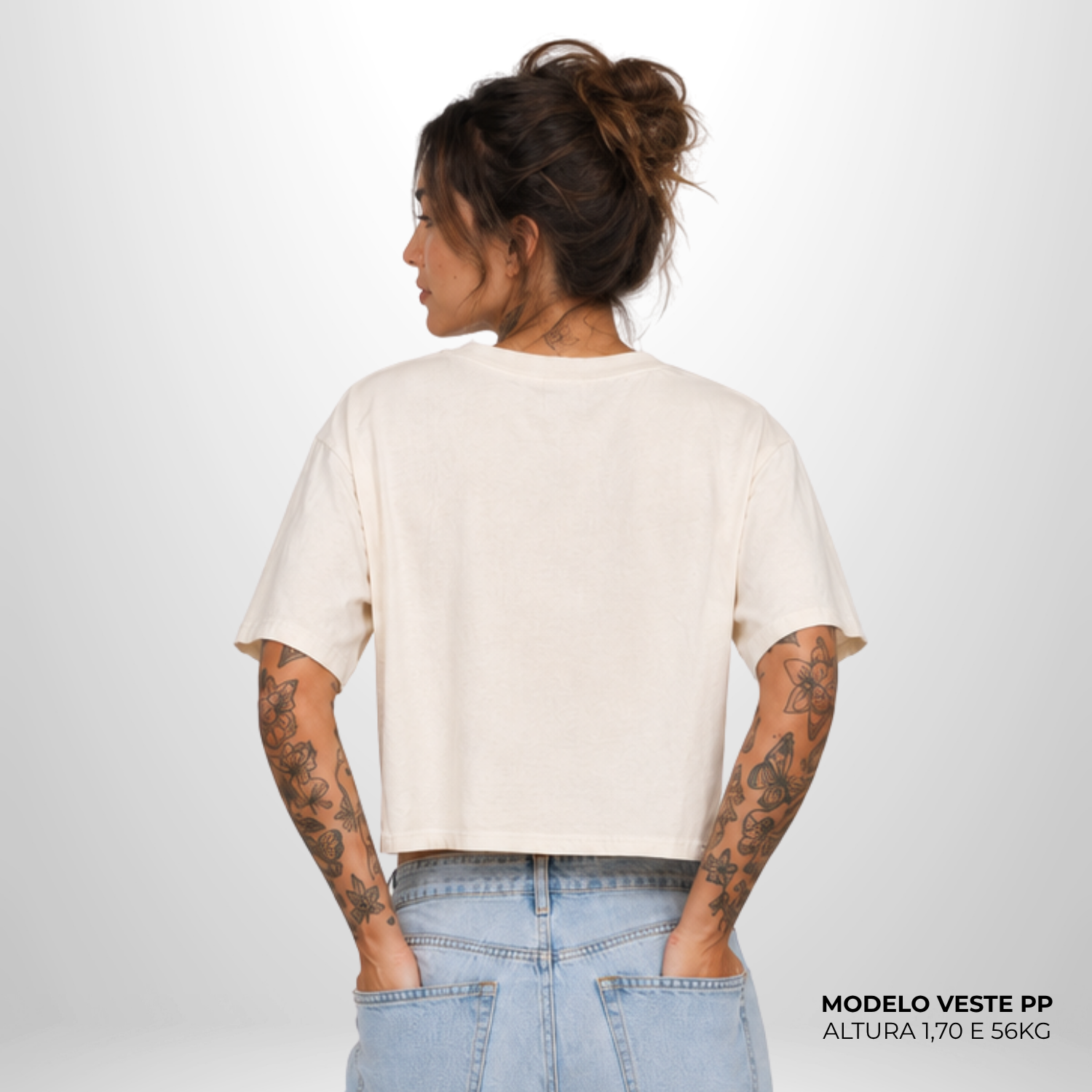 Cropped Oversized Liso Algodão Encorpado Off White