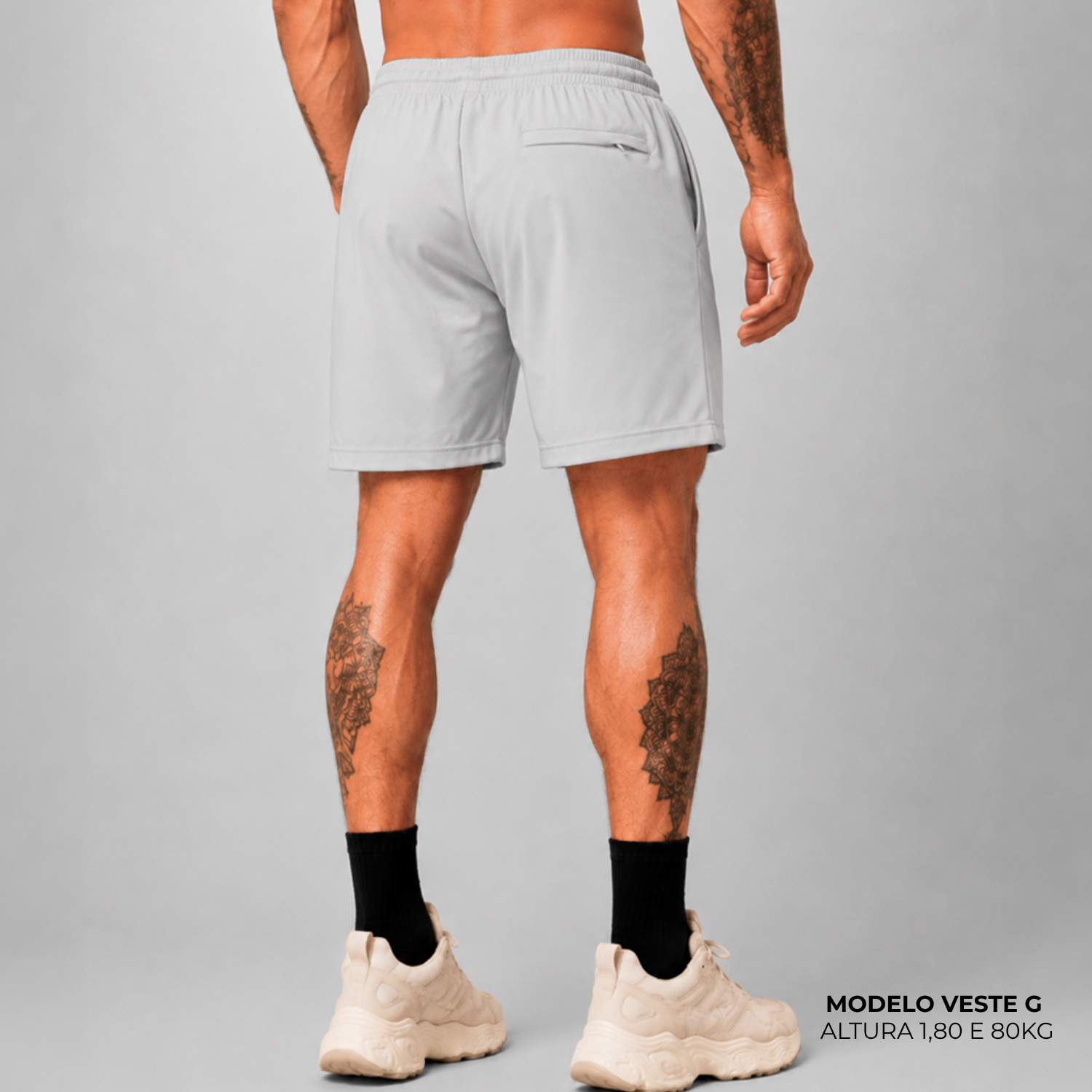 Short WNC Poliamida com Zíper Cinza Claro