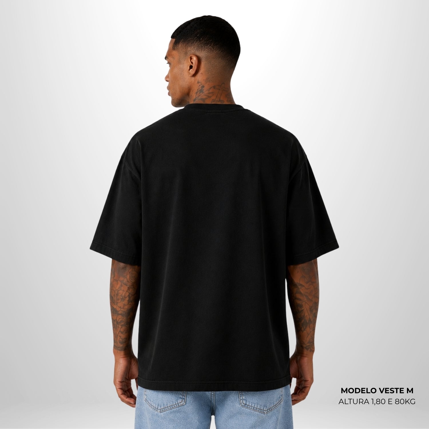 Camiseta Oversized Lisa Preto Zero Encolhimento