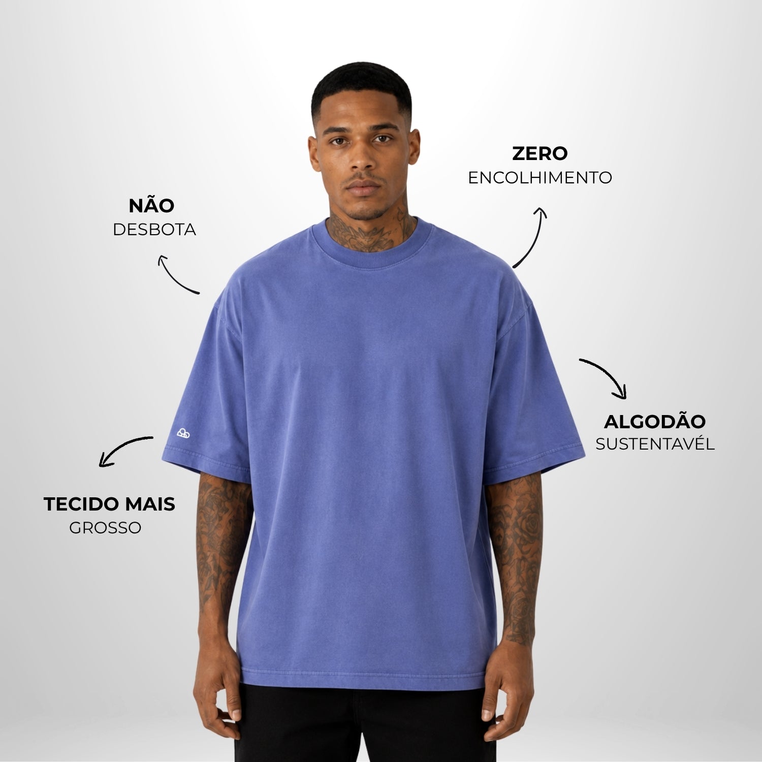 Camiseta Oversized WNC Lisa Azul Envelhecido