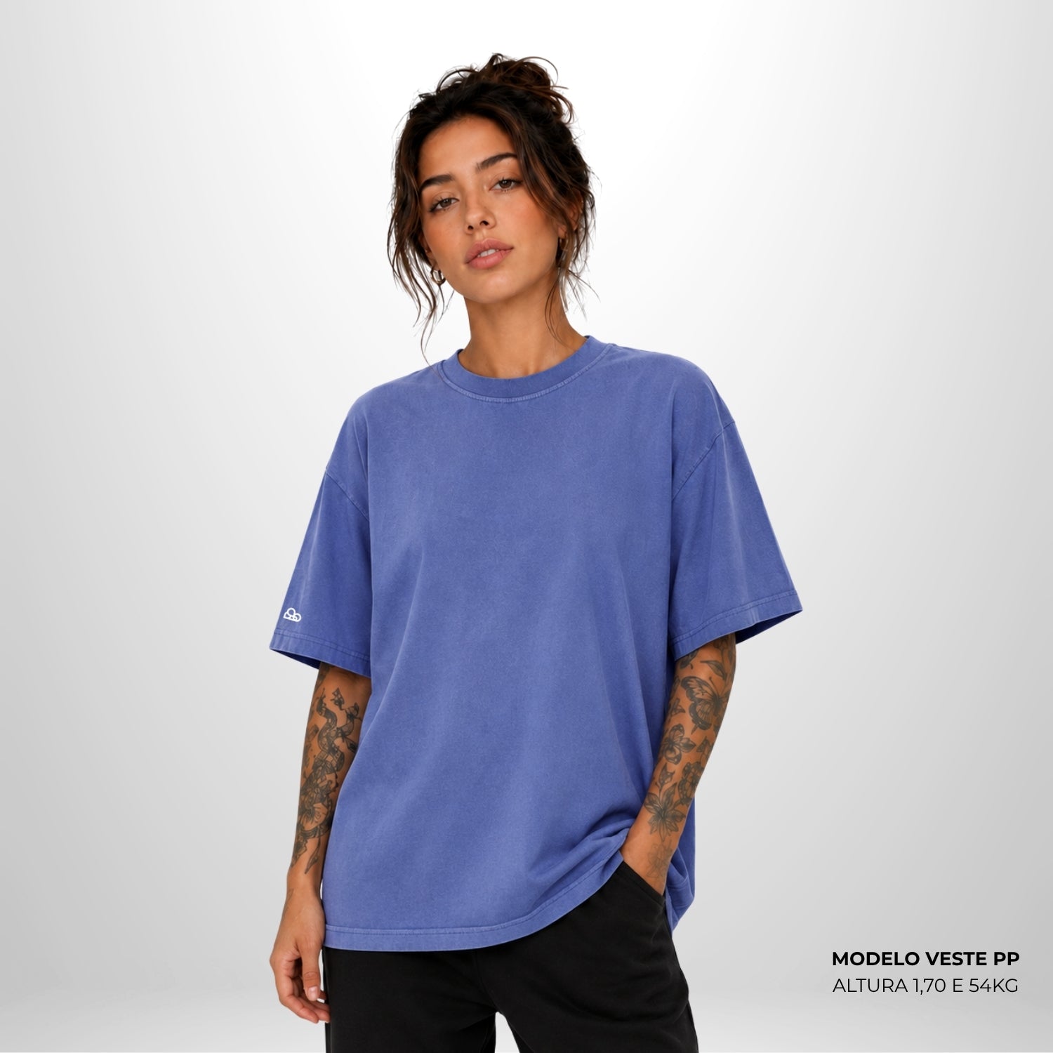 Camiseta Oversized WNC Lisa Azul Envelhecido