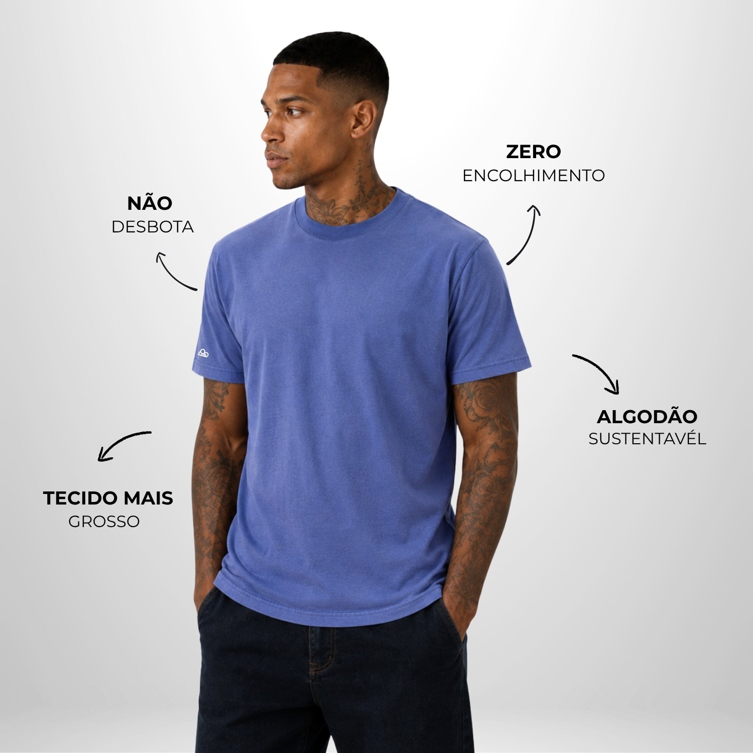 Camiseta Basic WNC Lisa Azul Envelhecido