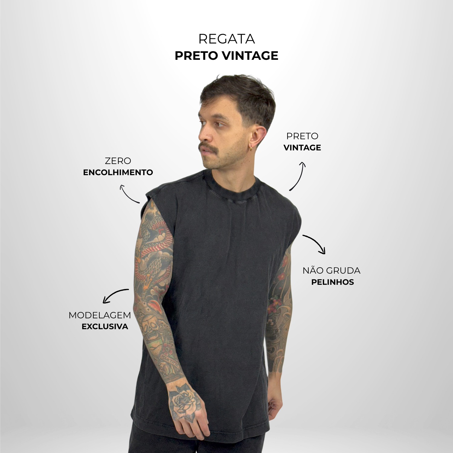 Regata Oversized Preto Vintage