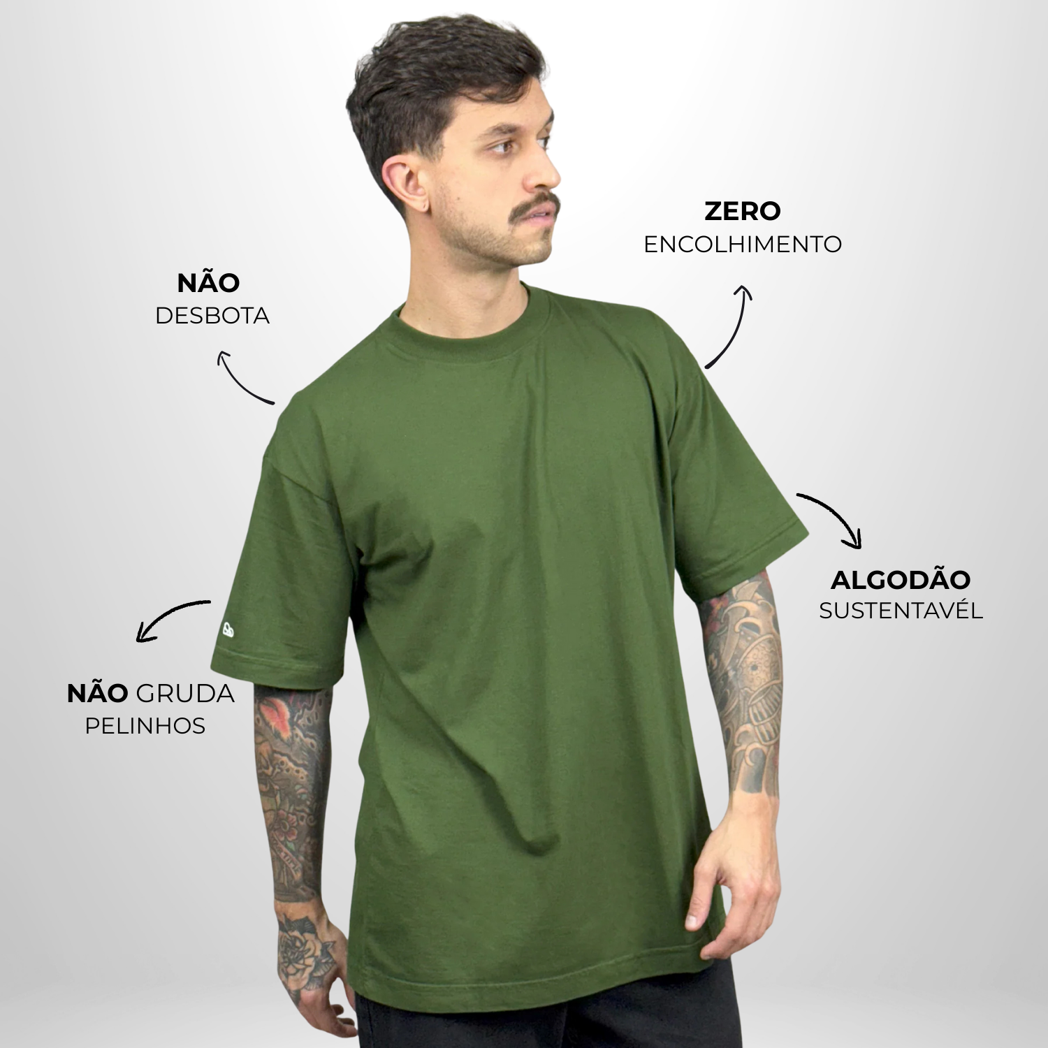 Camiseta Oversized Lisa Verde Zero Encolhimento