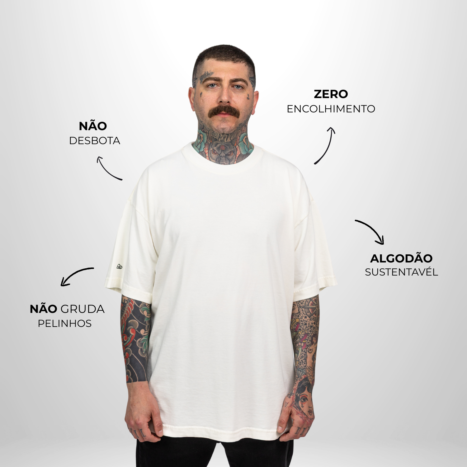 Camiseta Oversized Heavy Lisa Algodão Encorpado Off White