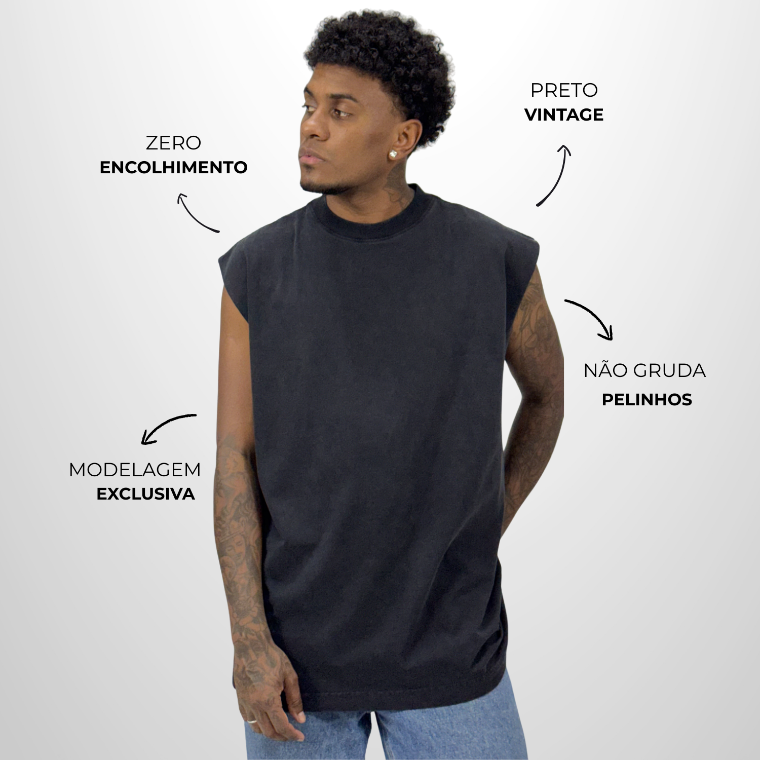 Regata Oversized Preto Vintage