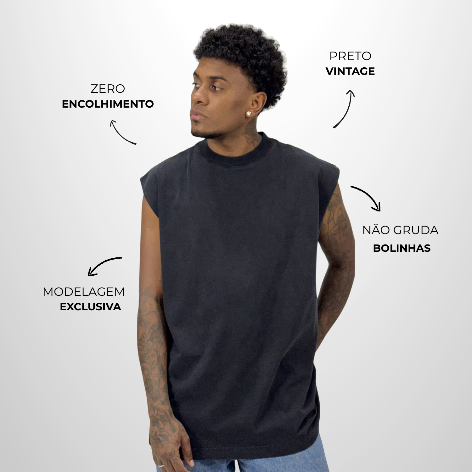 Regata Oversized Preto Vintage