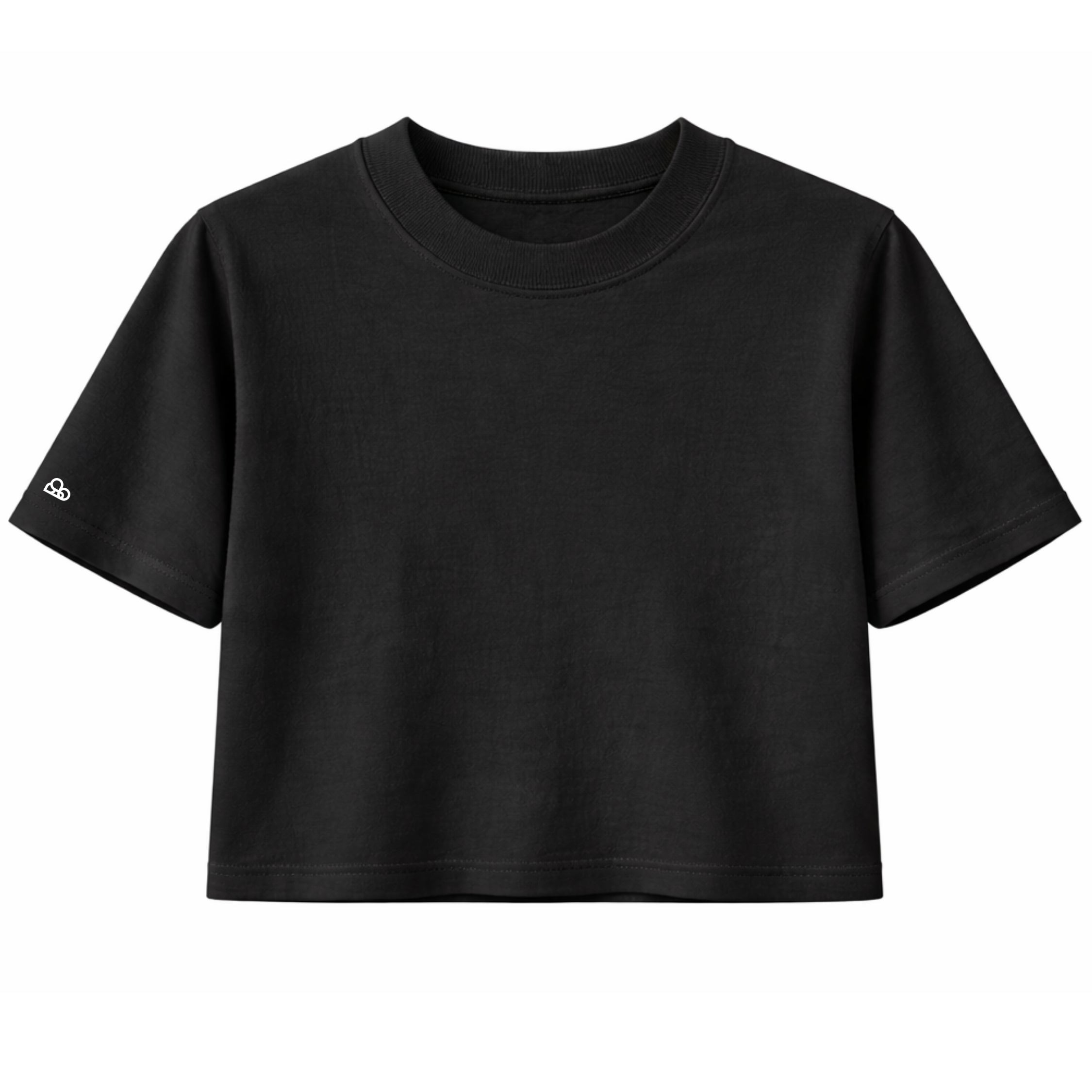 Cropped Oversized Liso Algodão Encorpado Preto