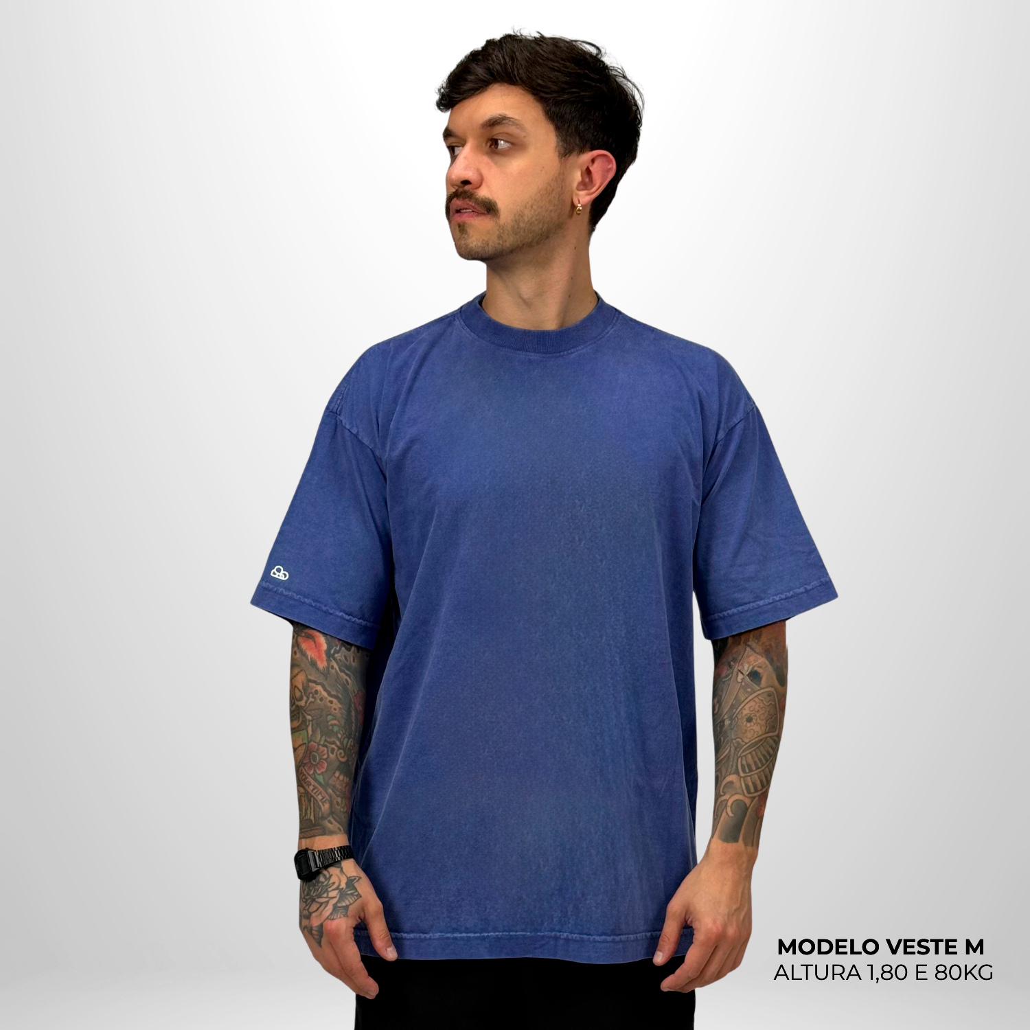 Camiseta Oversized WNC Lisa Azul Envelhecido