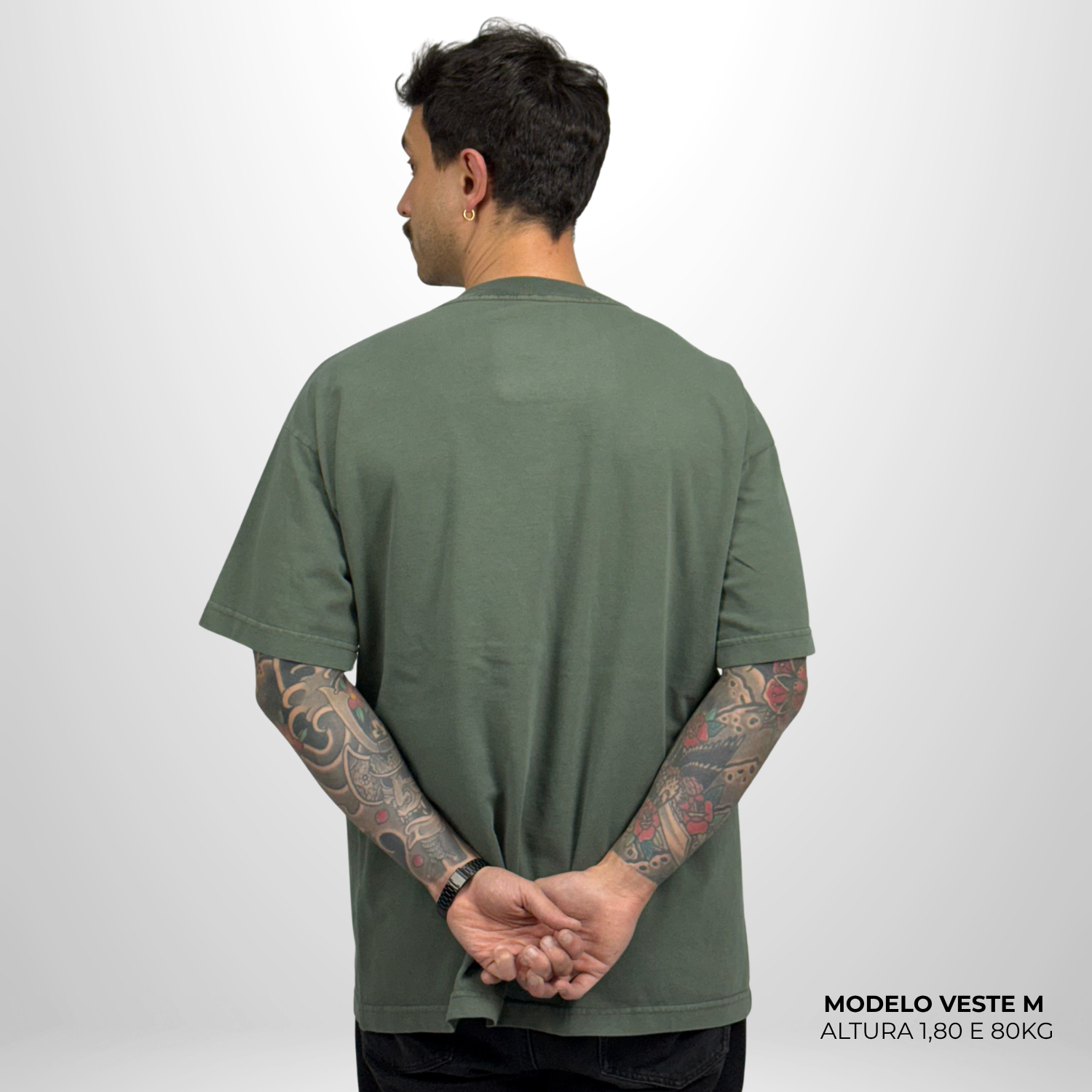 Camiseta Oversized Heavy Lisa Algodão Encorpado Verde Envelhecido